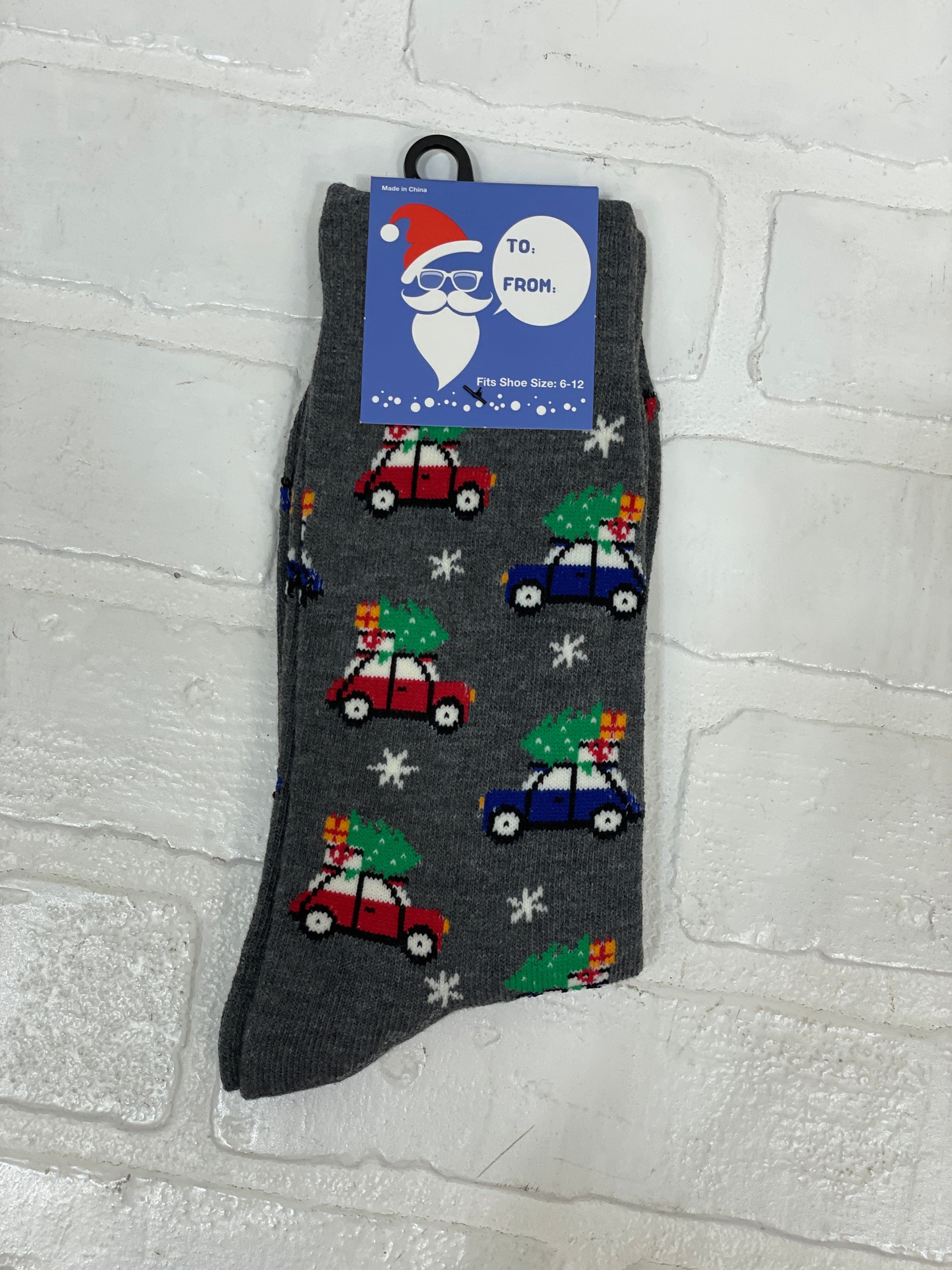 Grey & Christmas Car Men's Socks