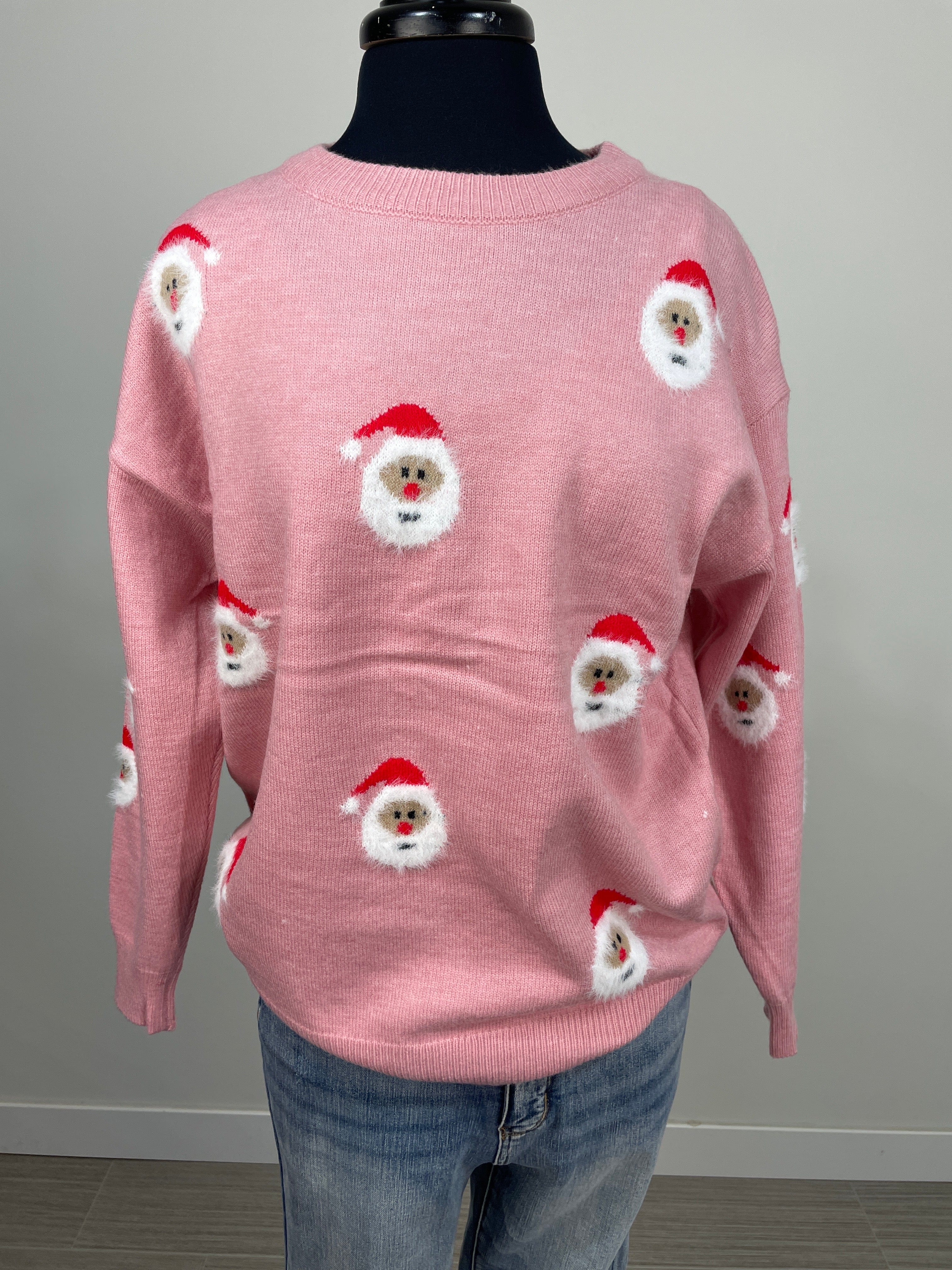 Pink Santa Crewneck Sweater