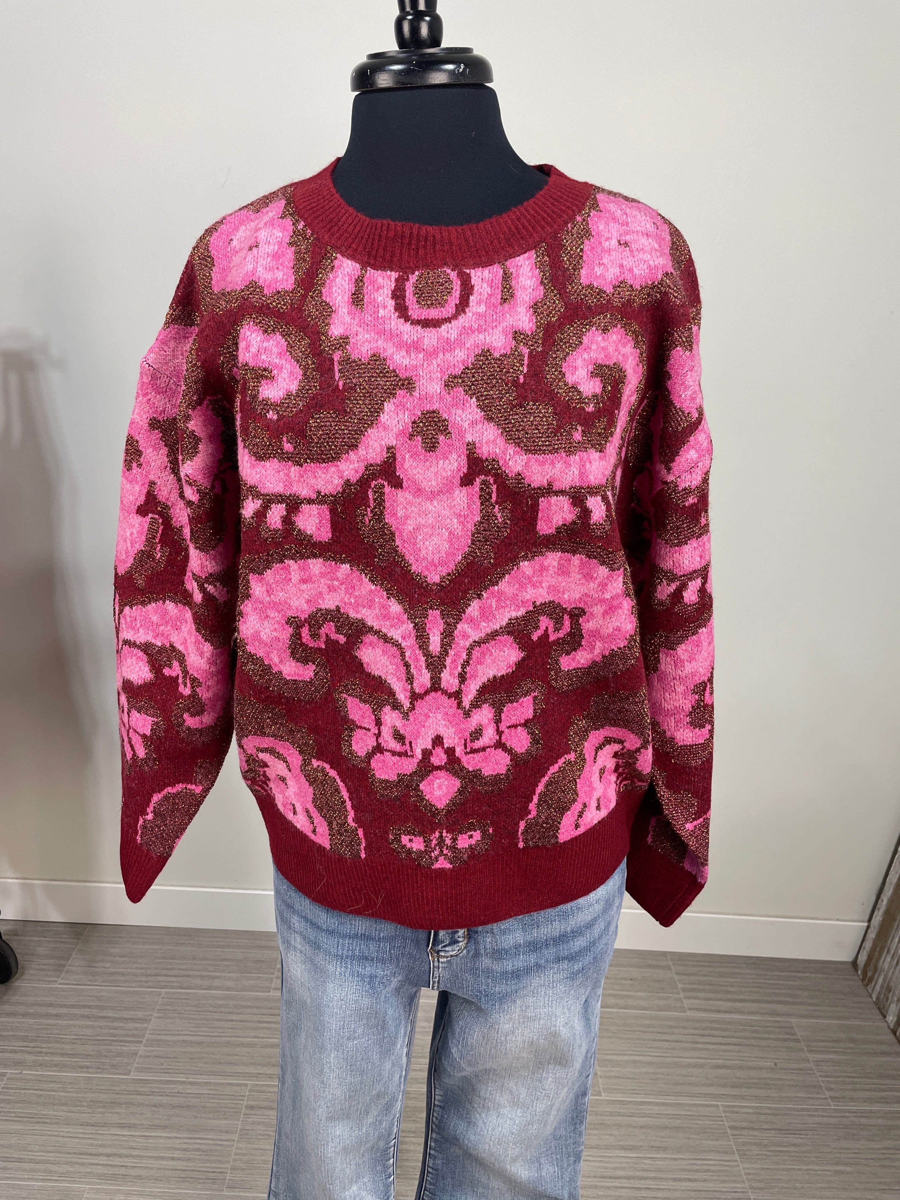 Burgundy Jacquard Sweater