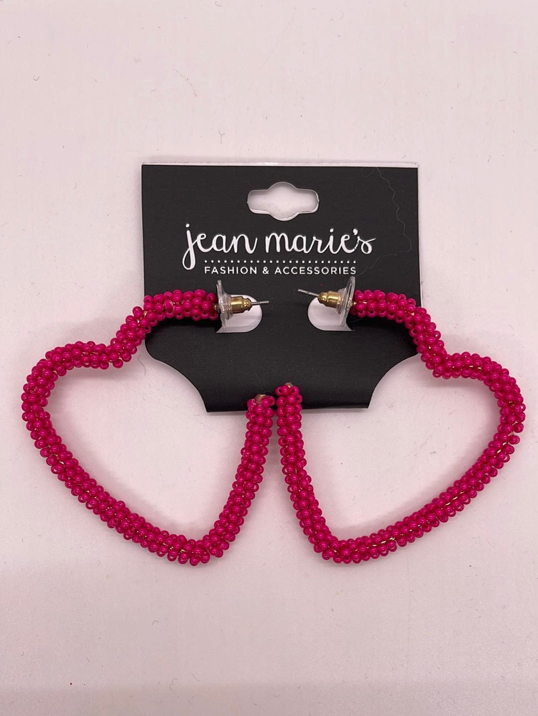 Fuchsia Beaded Heart Earring