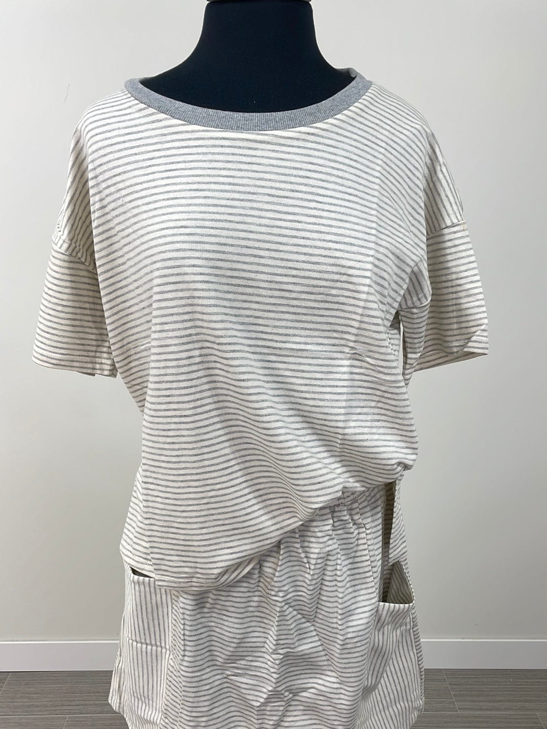 Ivory & Grey Oversized Short Sleeve Top