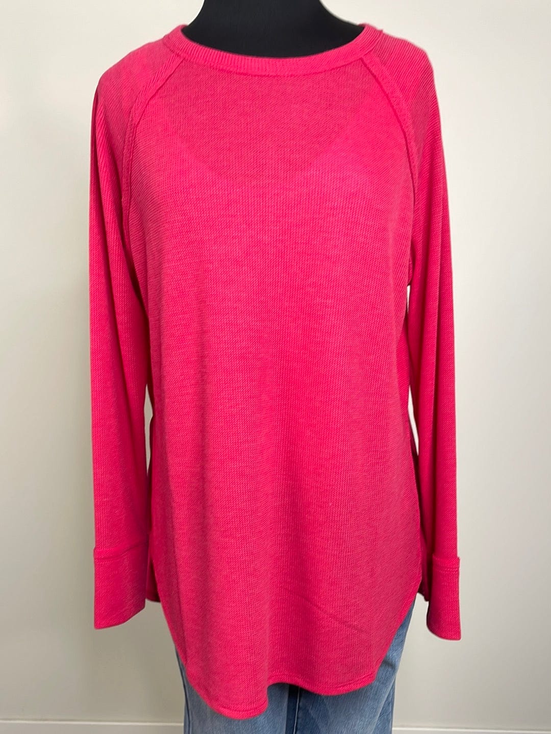 Viva Magenta Melage Baby Waffle Long Sleeve Top