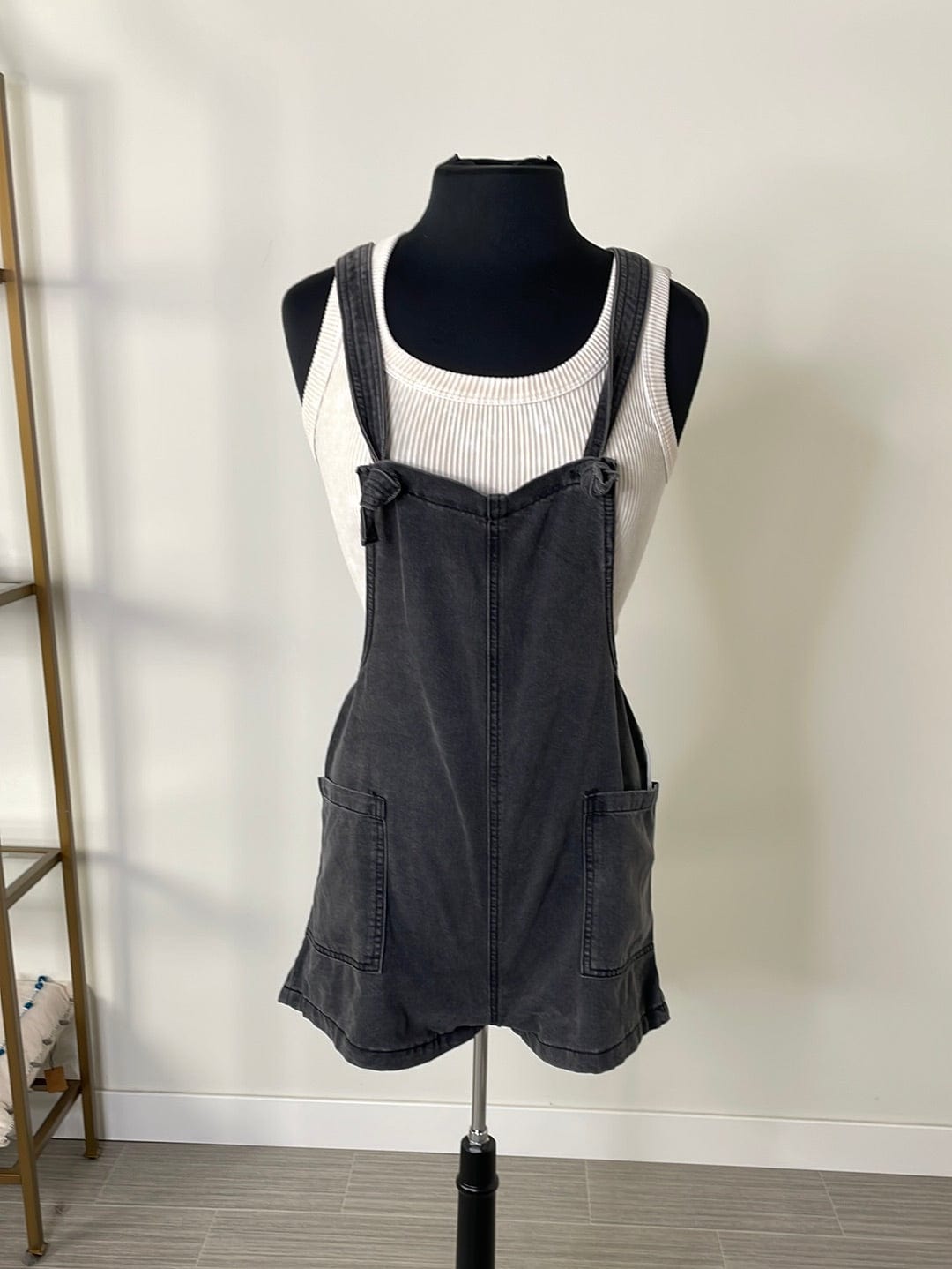Black Washed Knot Strap Romper