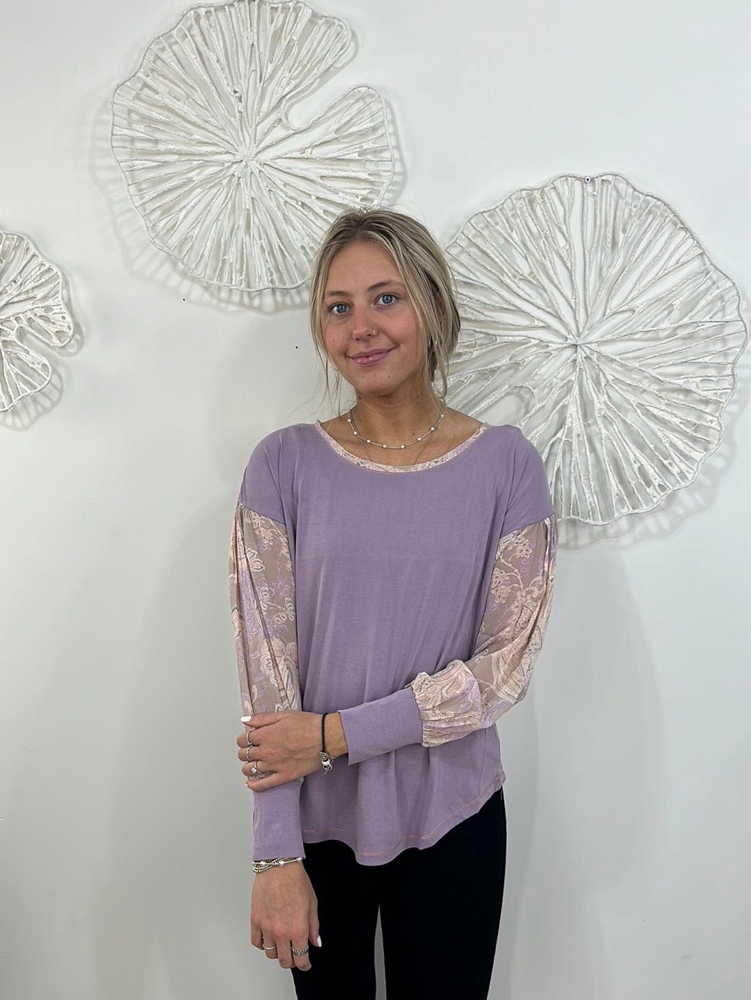 Lavender & Mocha Stitch Top