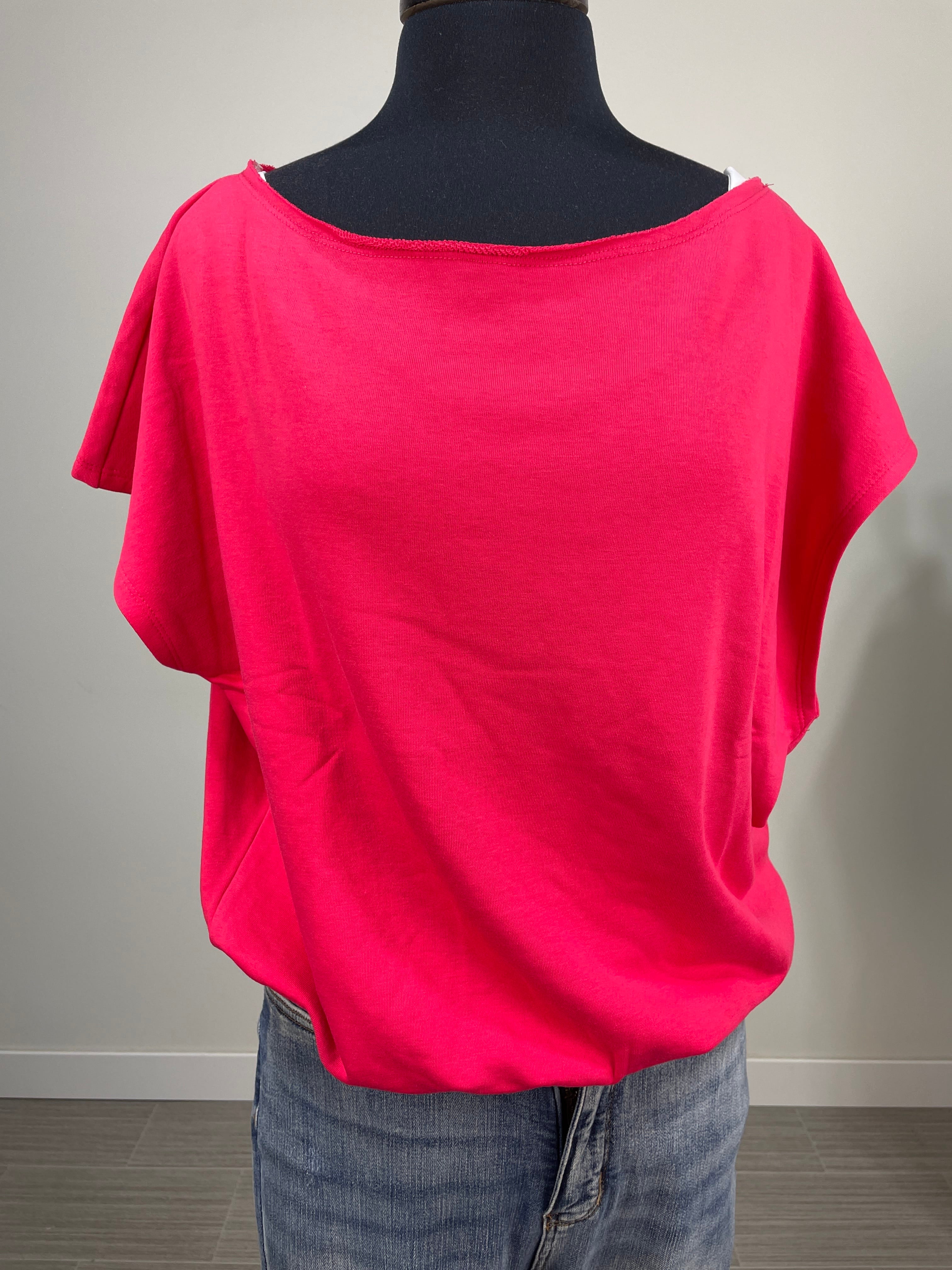 Red Terry Off Shoulder Top