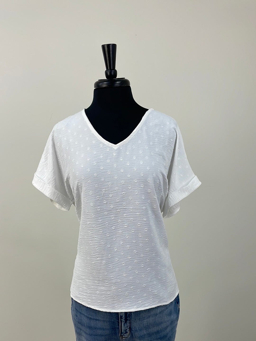 Ivory Texture Dot Blouse