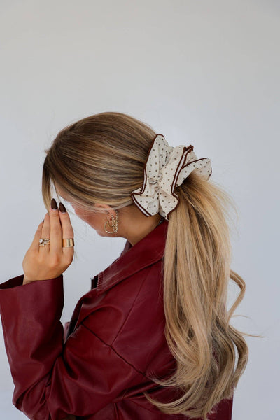 POLKA DOT CORSET SCRUNCHIE: BLACK & CREAM