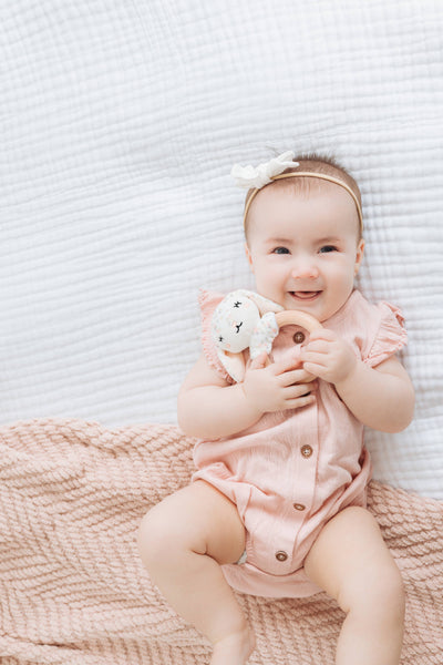 Floral Bunny Wooden & Plush Baby Teether