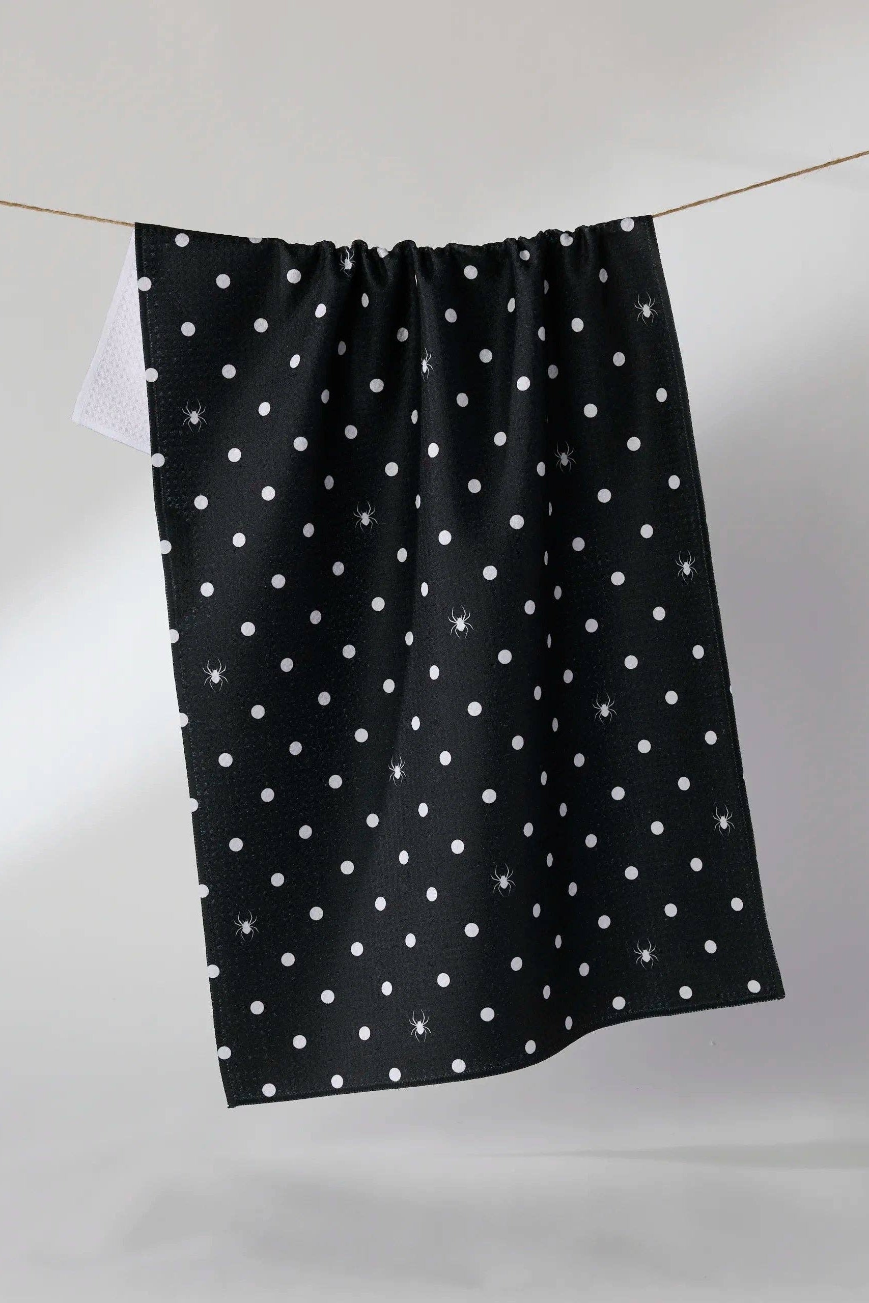 Spookydots Tea Towel: Black