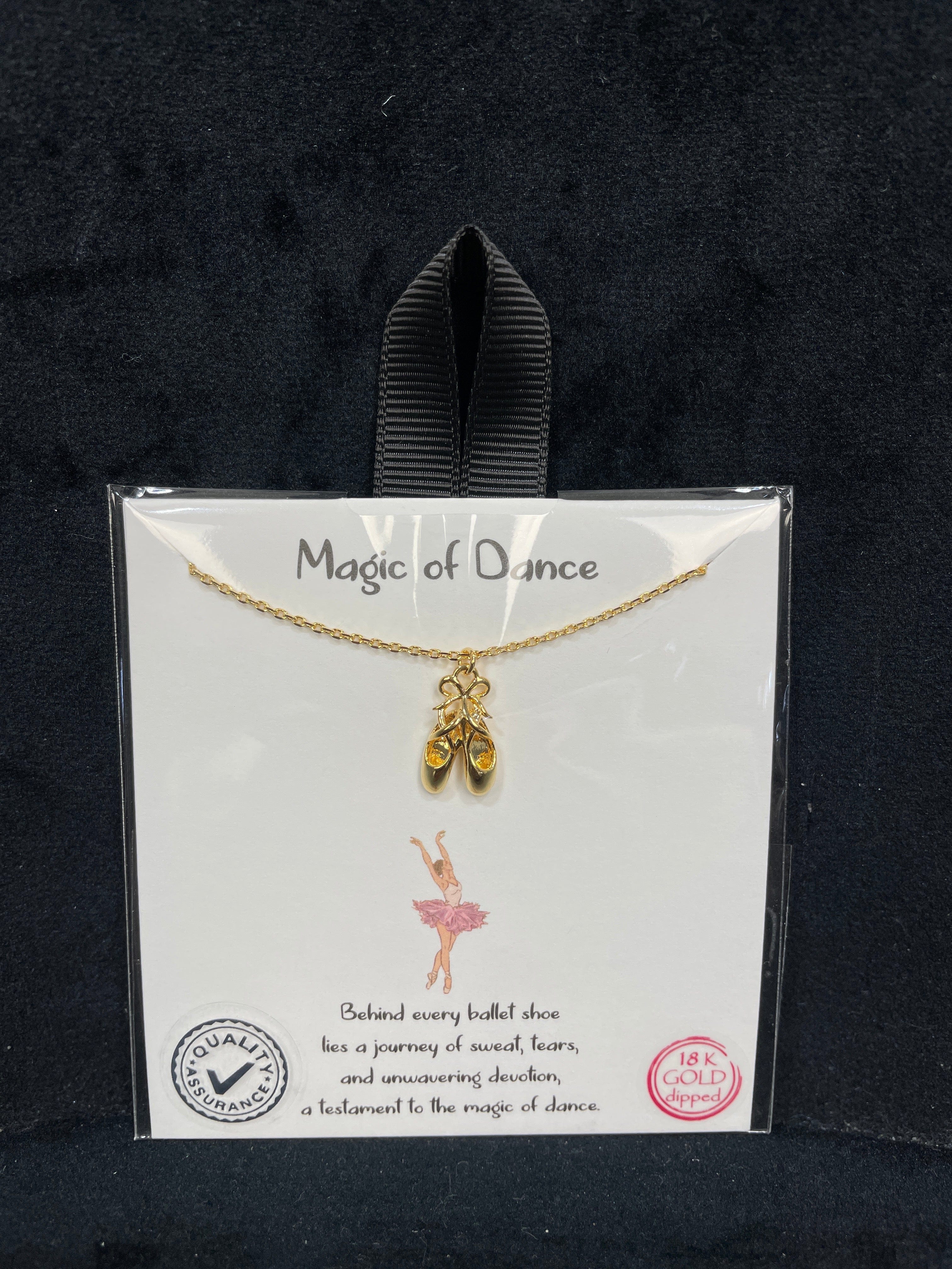 Magic of Dance Ballet Shoes Necklace - Gold