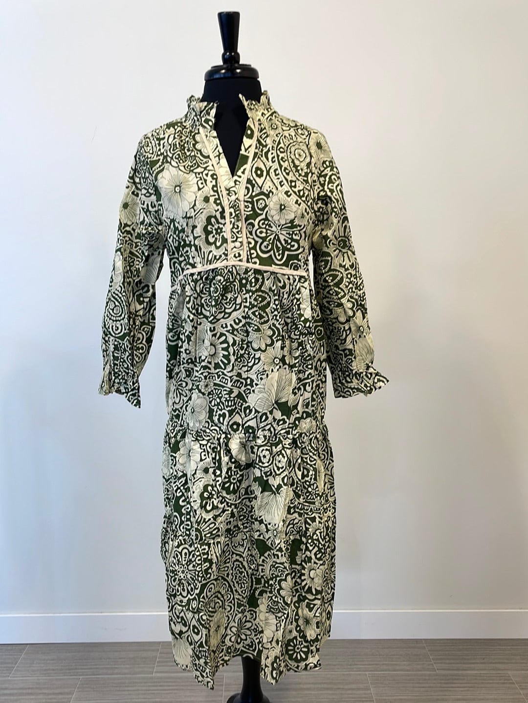 Olive Floral Mixed Dress