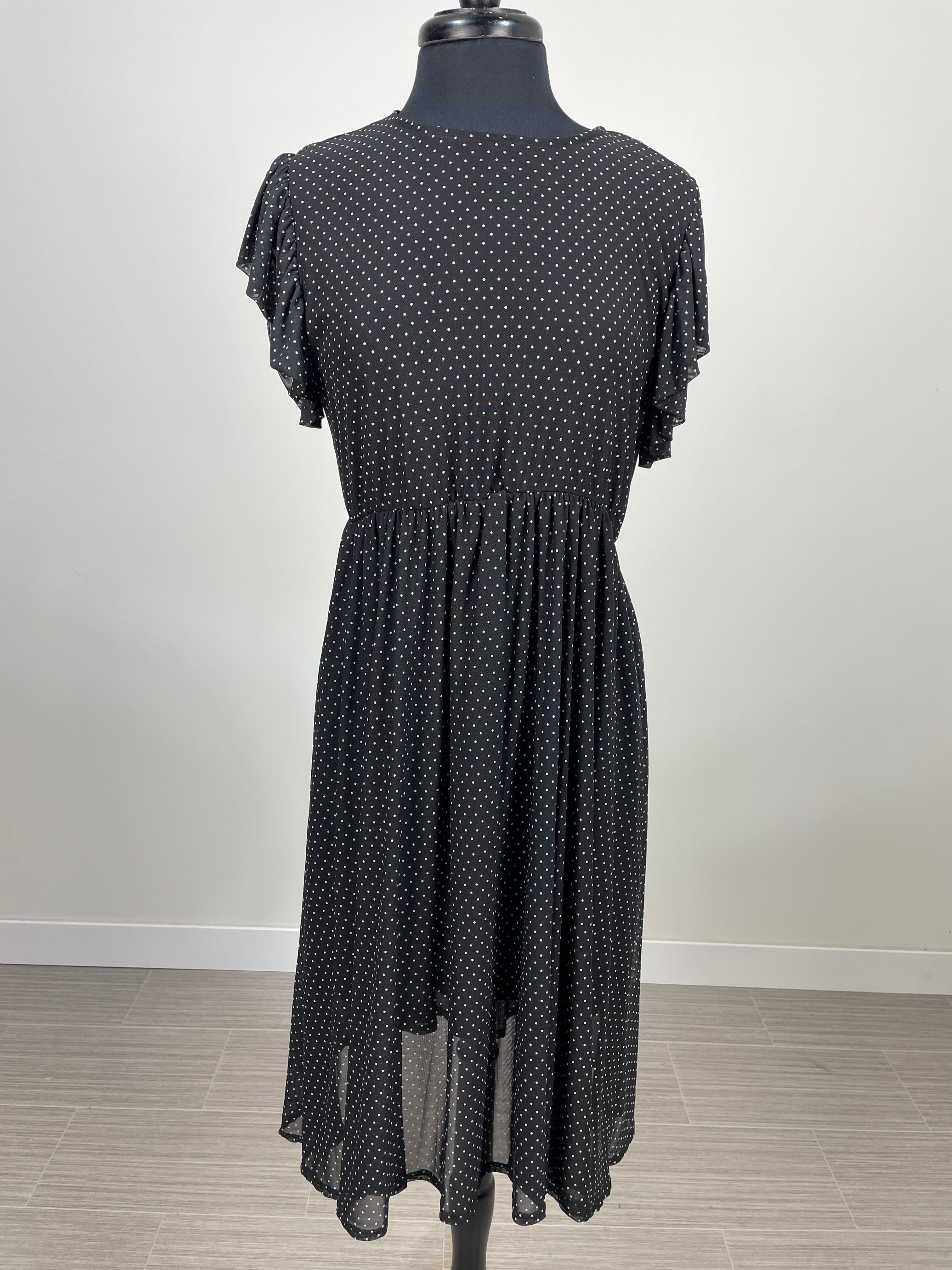 Black Polka Dot Fit & Flare Midi Dress