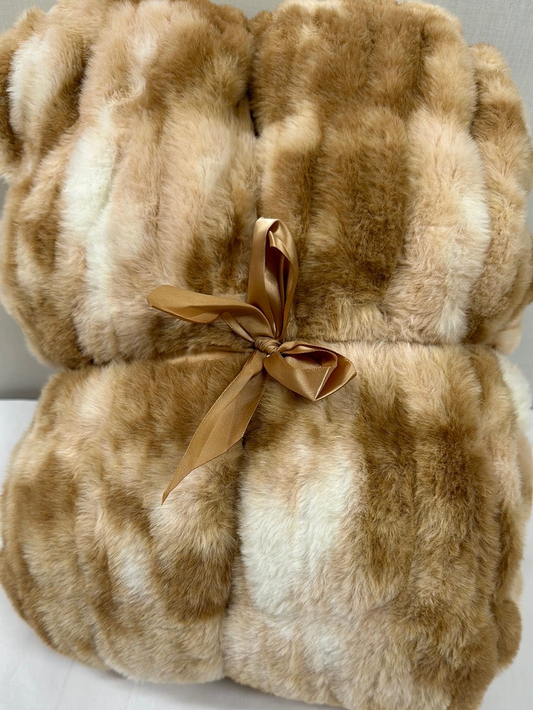 Tan Double Lined Luxe Minky Faux Fur Blanket