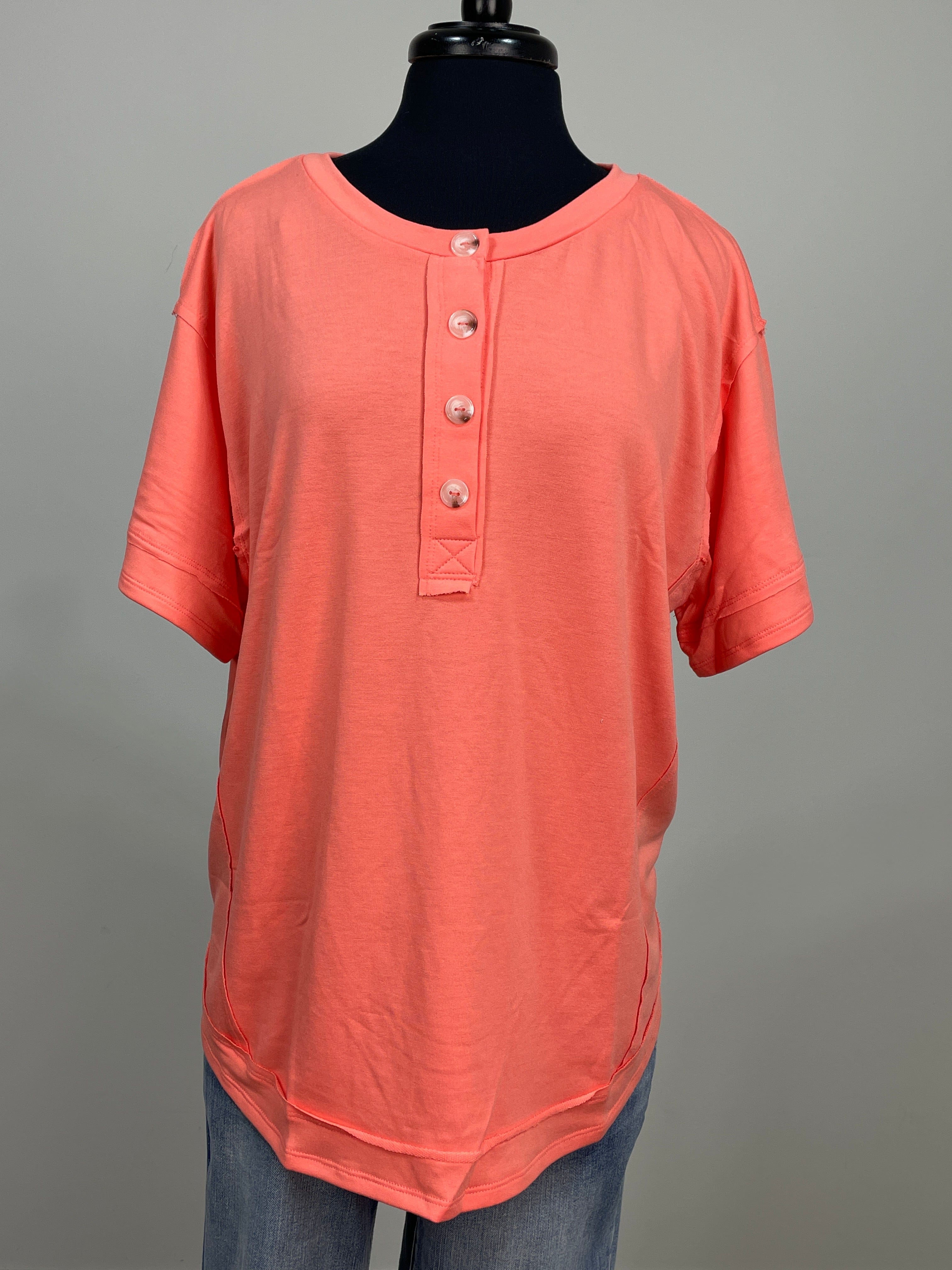 Apricot Button Detail Top