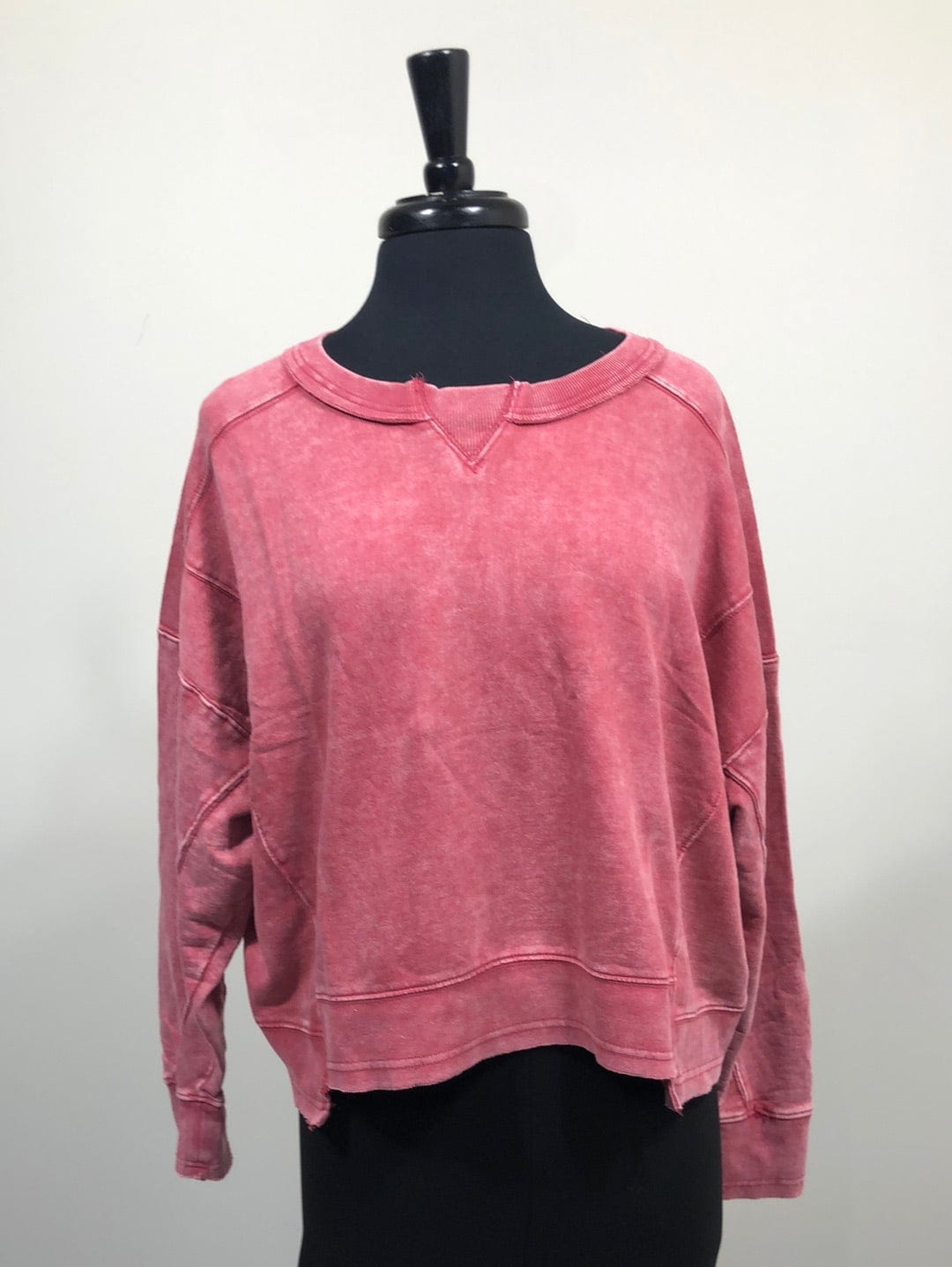 Ash Pink Acid Wash Terry Pullover