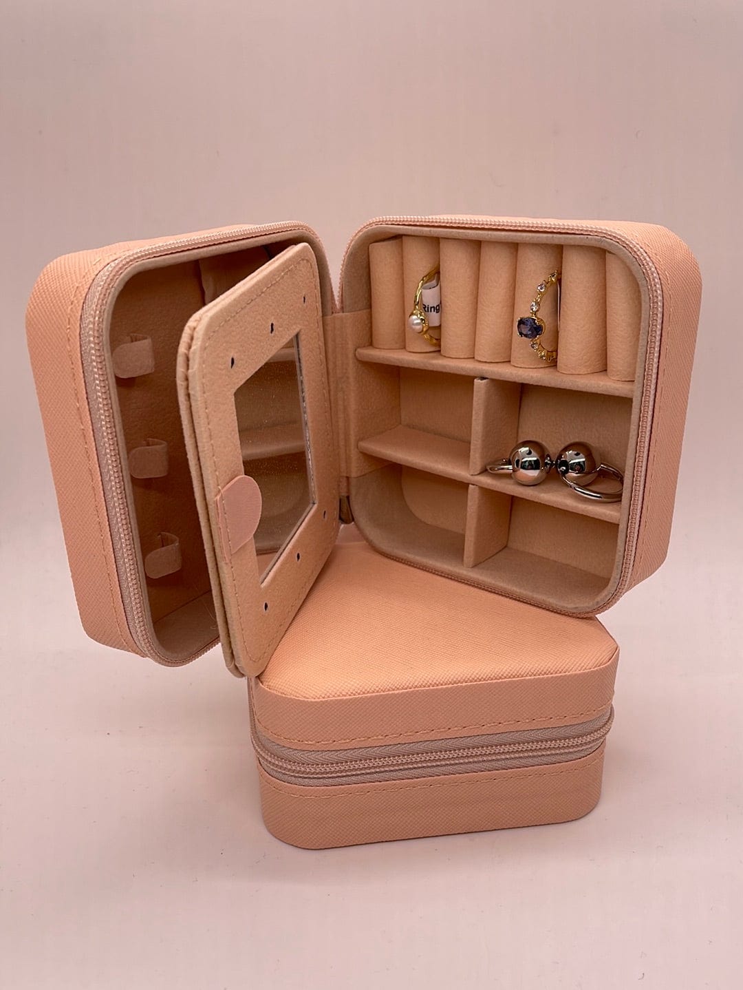 Peach Travel Jewelry Case