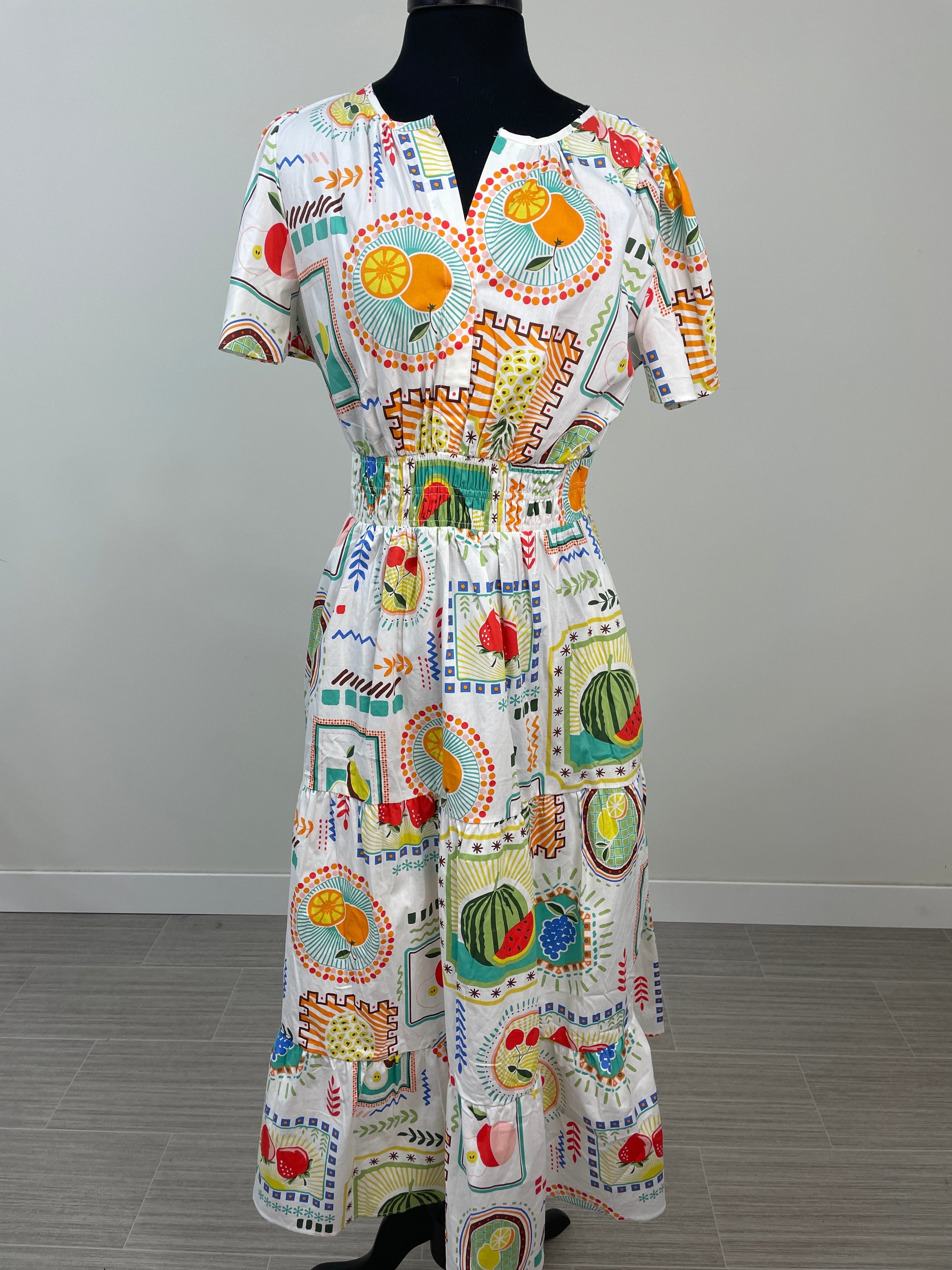 Fruit Print Maxi Dress