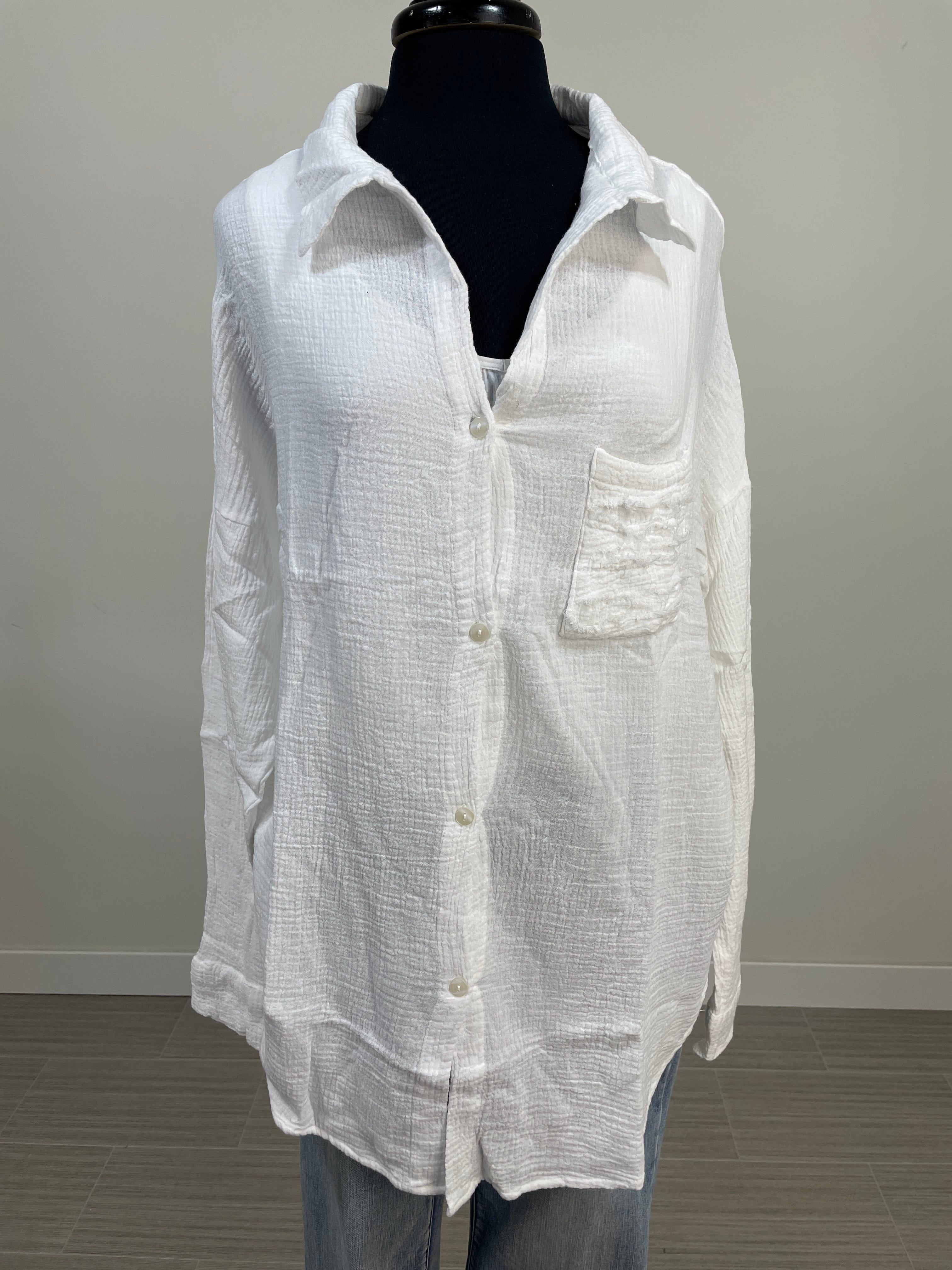 White Gauze Oversized Shirt