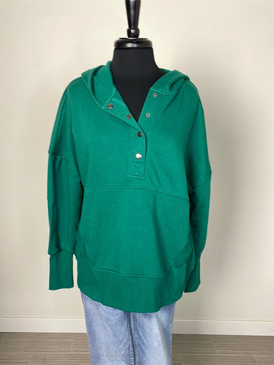 Forest Half Button Hooded Pullover