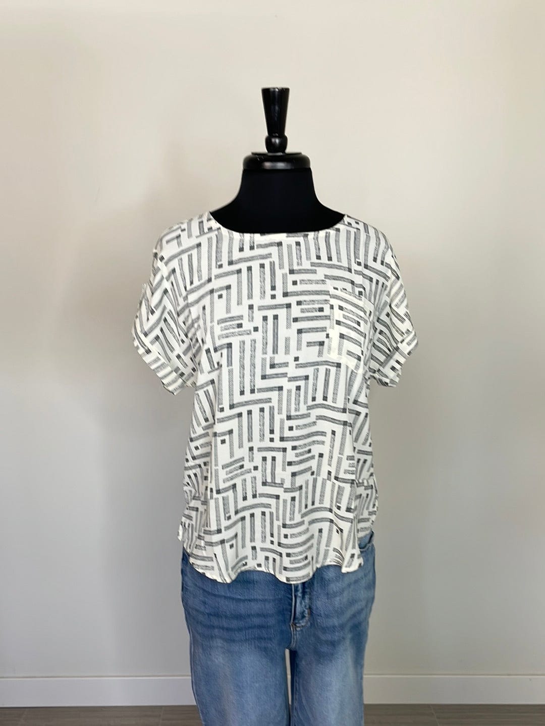 Ivory Linear Print Top