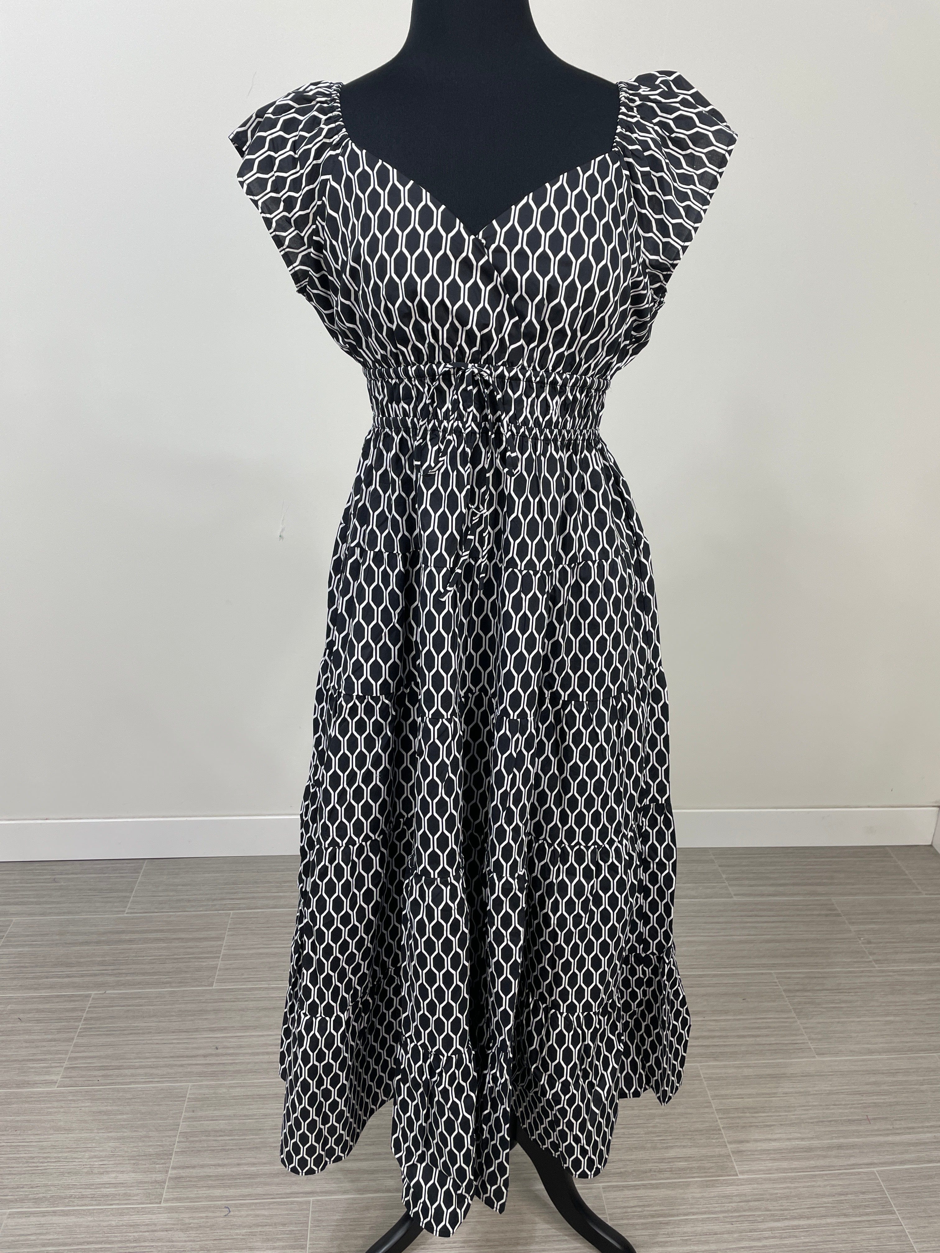 Black & White Nova Smocked Tiered Dress