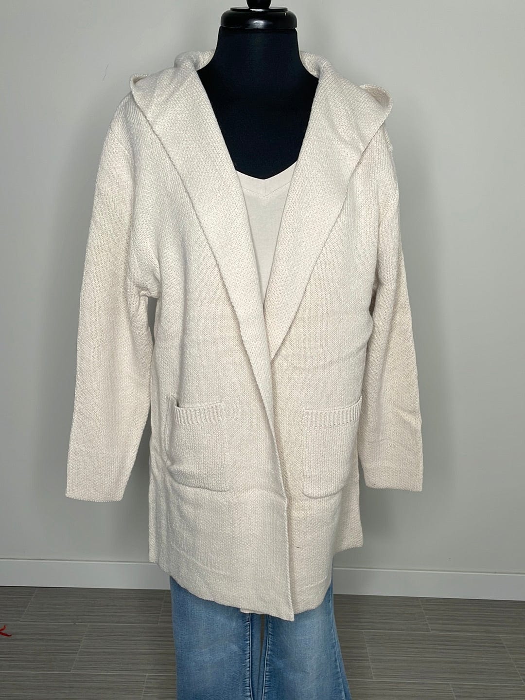 Sand Beige Hooded Sweater Cardigan
