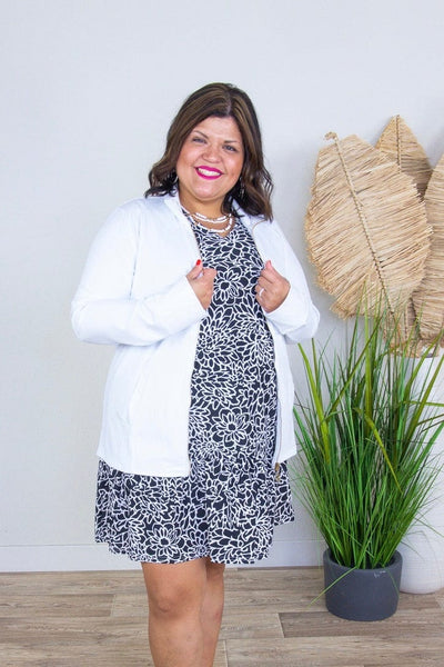 Black & White Dahlia Sleeveless Tiered Dress Styled