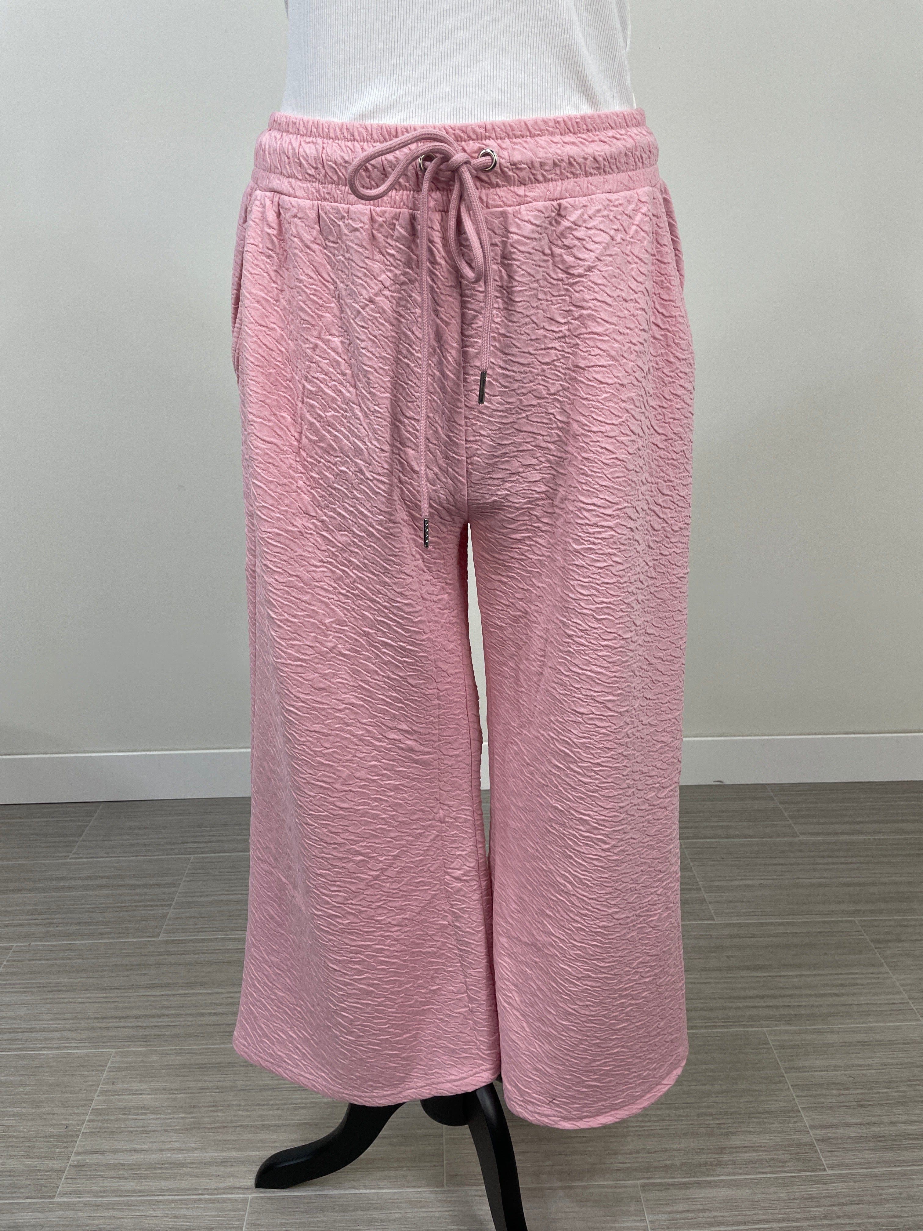 Blush Crinkle Texture Cropped Pants