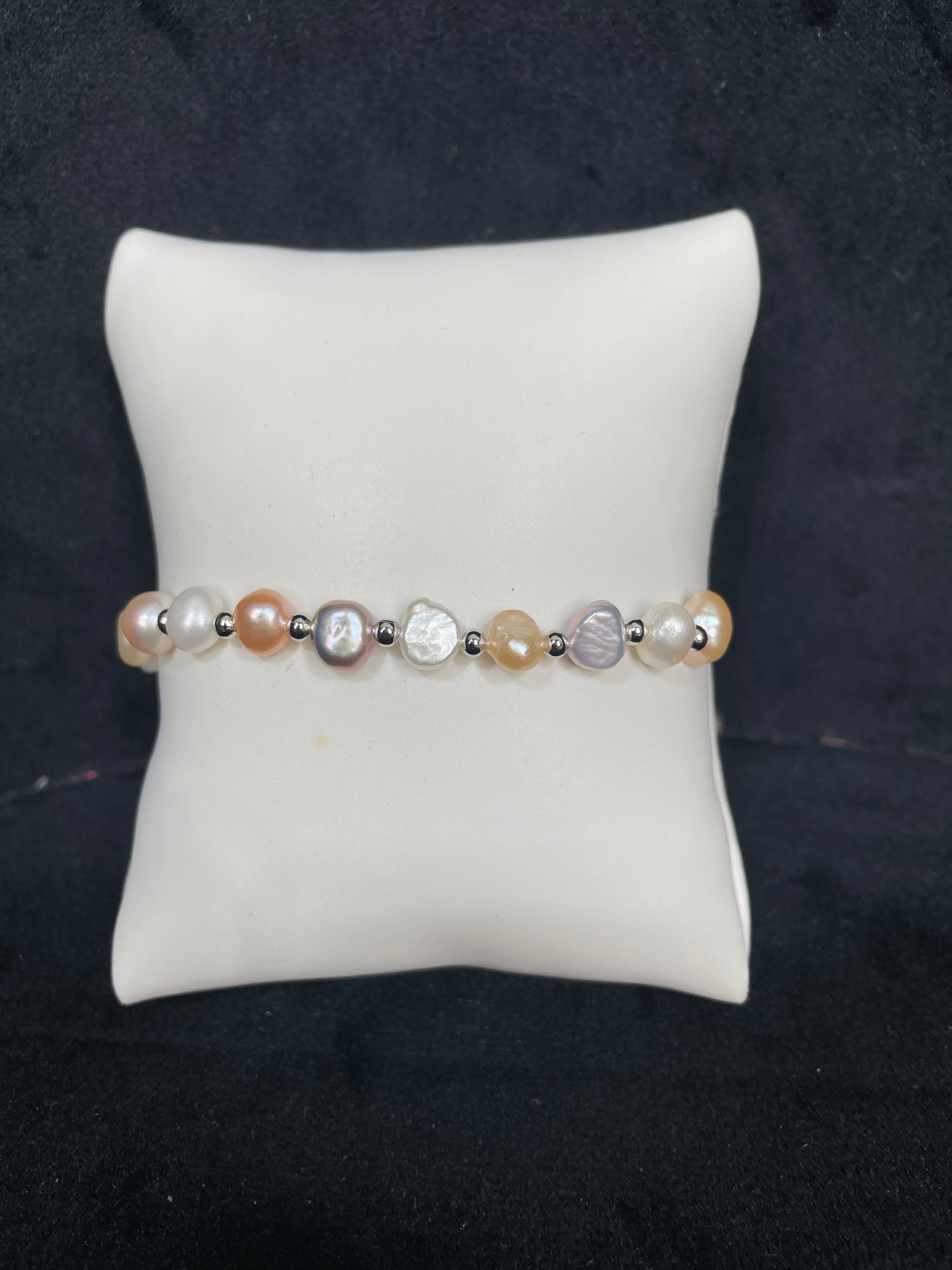 Silver Rose Mix Pearl Bracelet