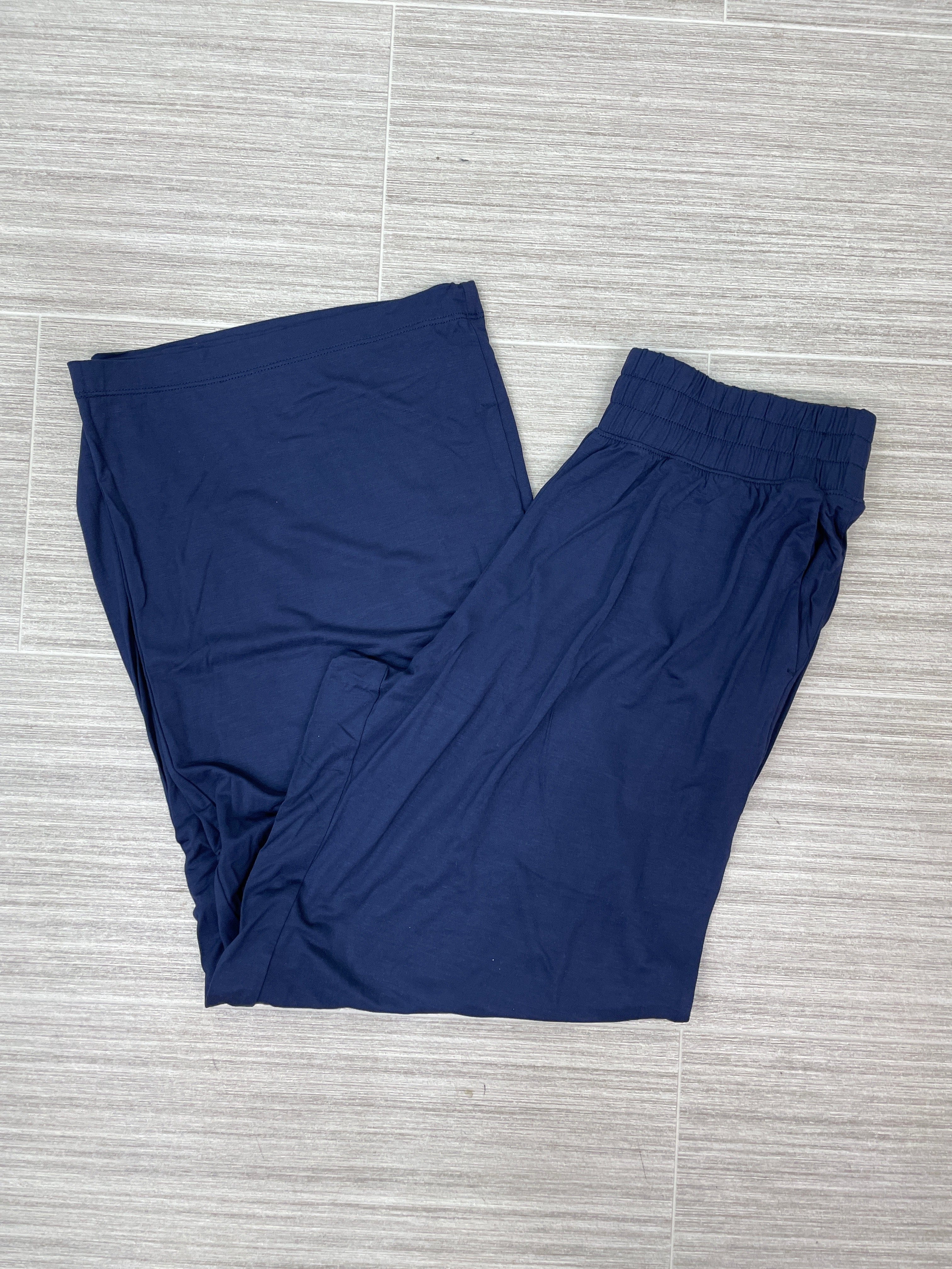 Navy Viscose Modal Cropped Wide Leg Pant