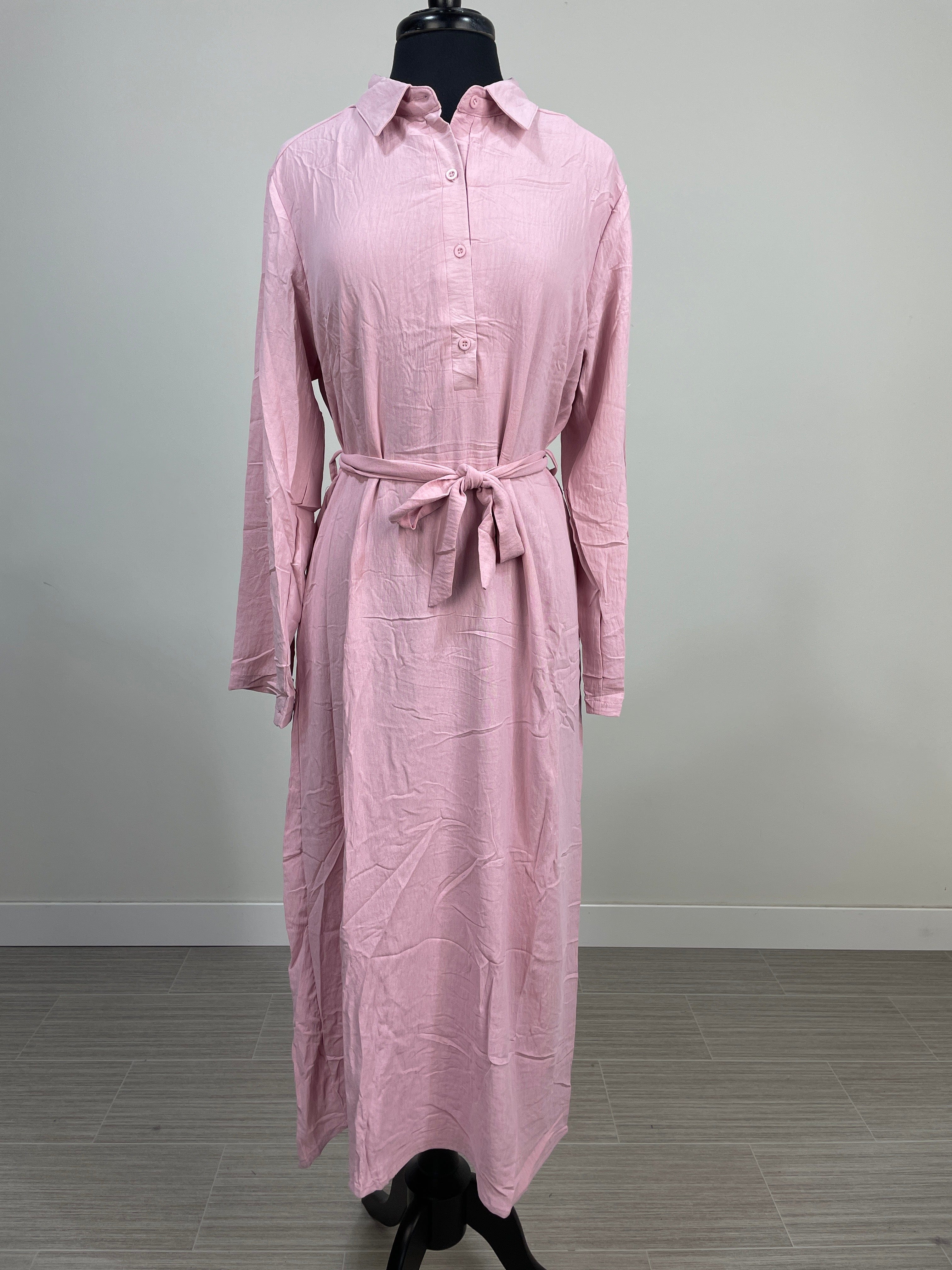 Dusty Pink Belted Maxi Dress