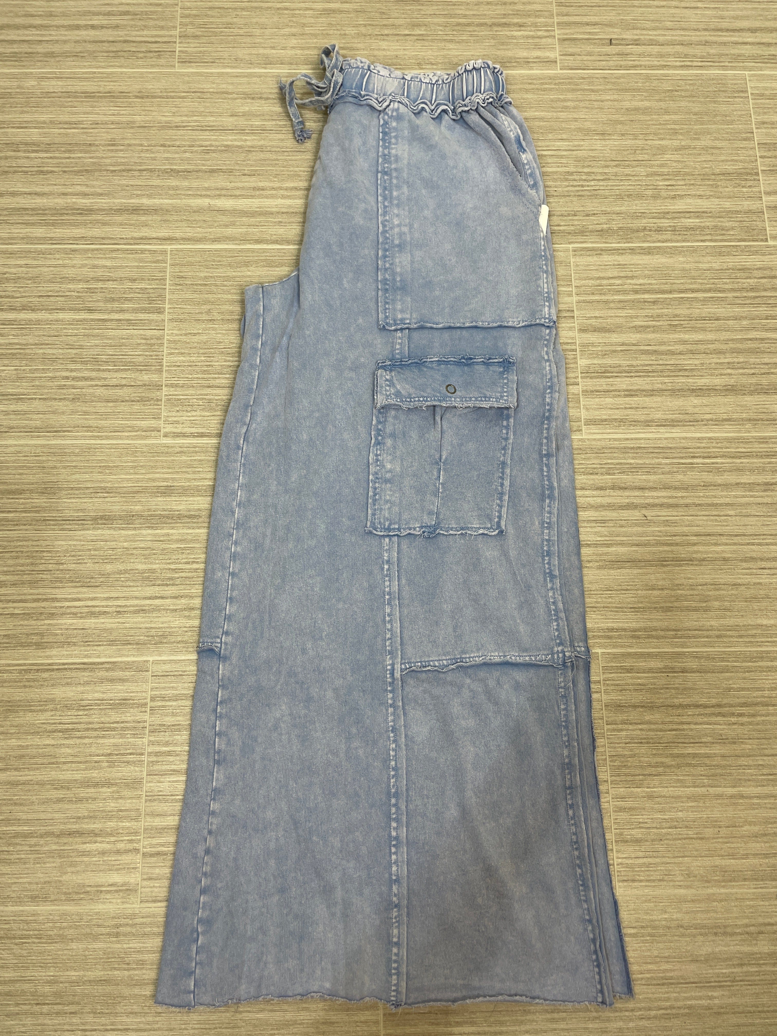 Cadet Blue Mineral Washed Terry Knit Pant