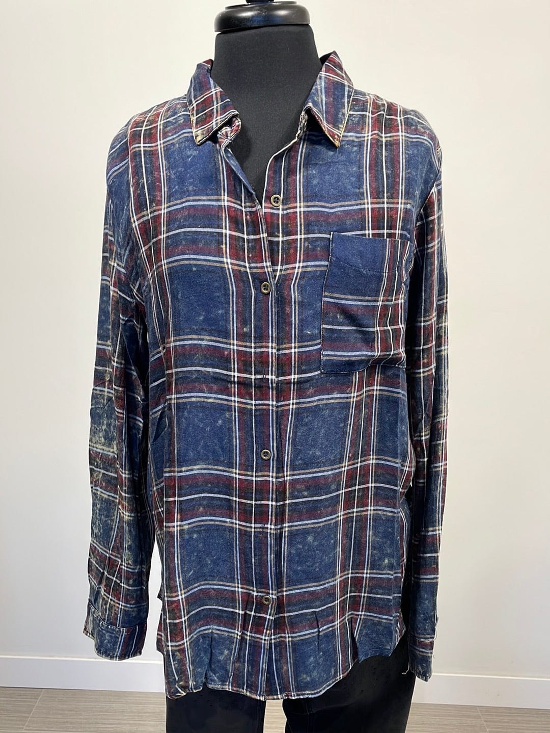 Navy Wash Plaid Shirt