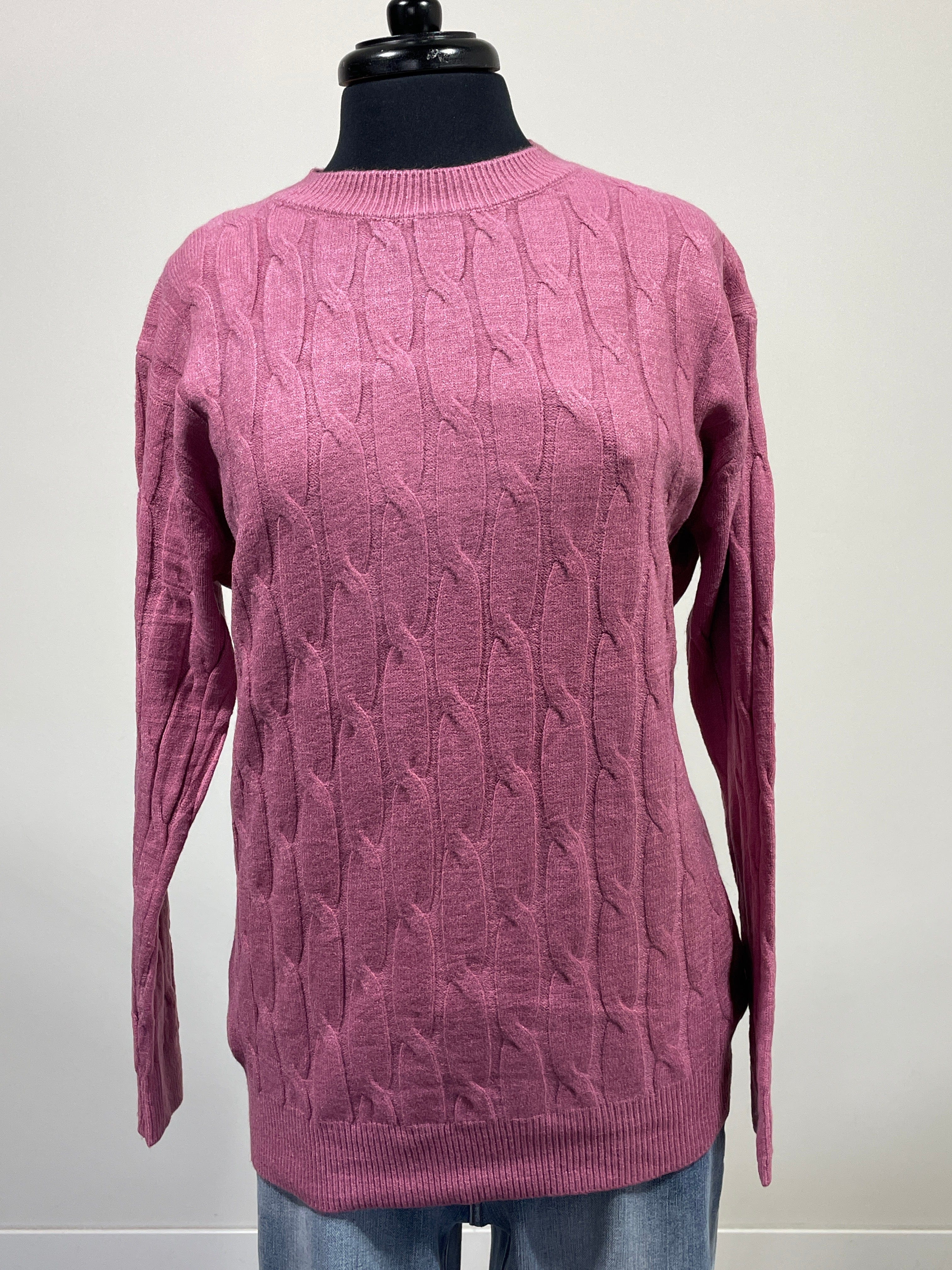 Mauve Cable Knit Sweater OS