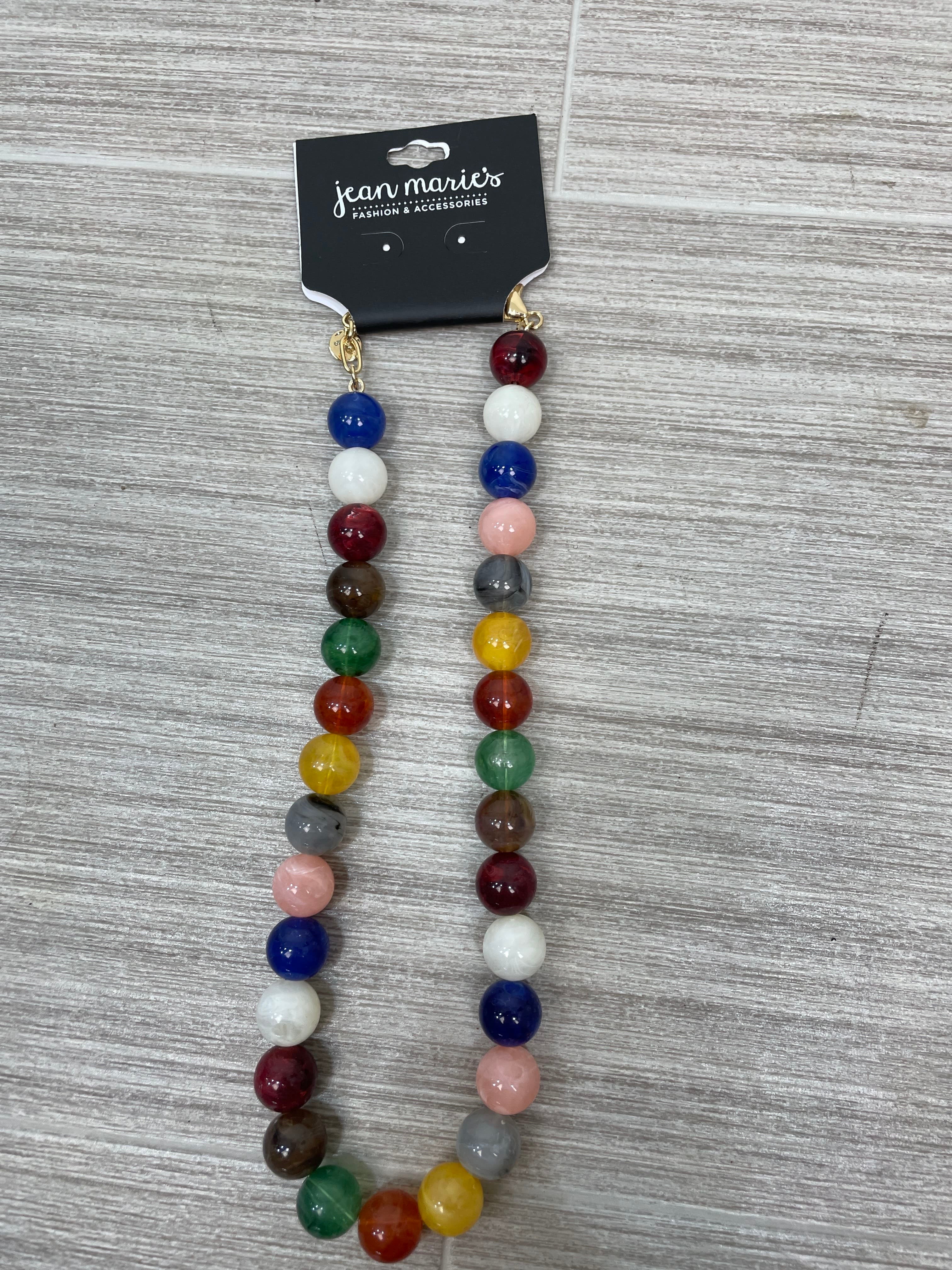 Blue Multi Acrylic Ball Bead Necklace