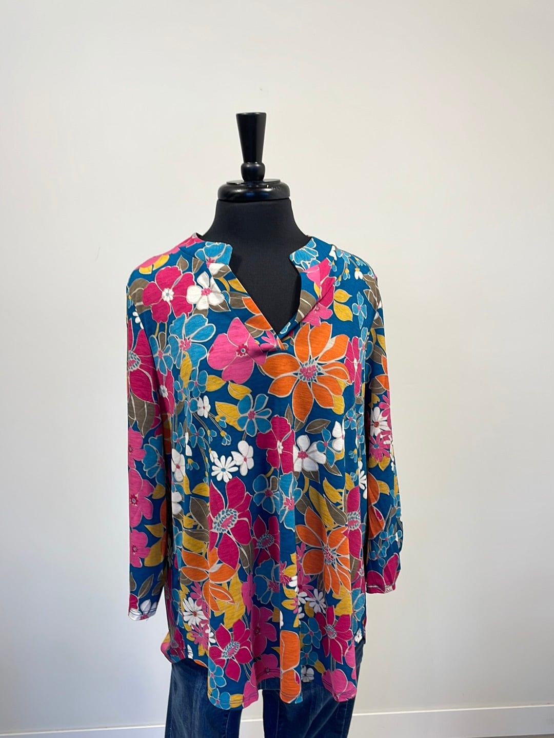 Teal w/Orange & Mustard Floral Lizzy