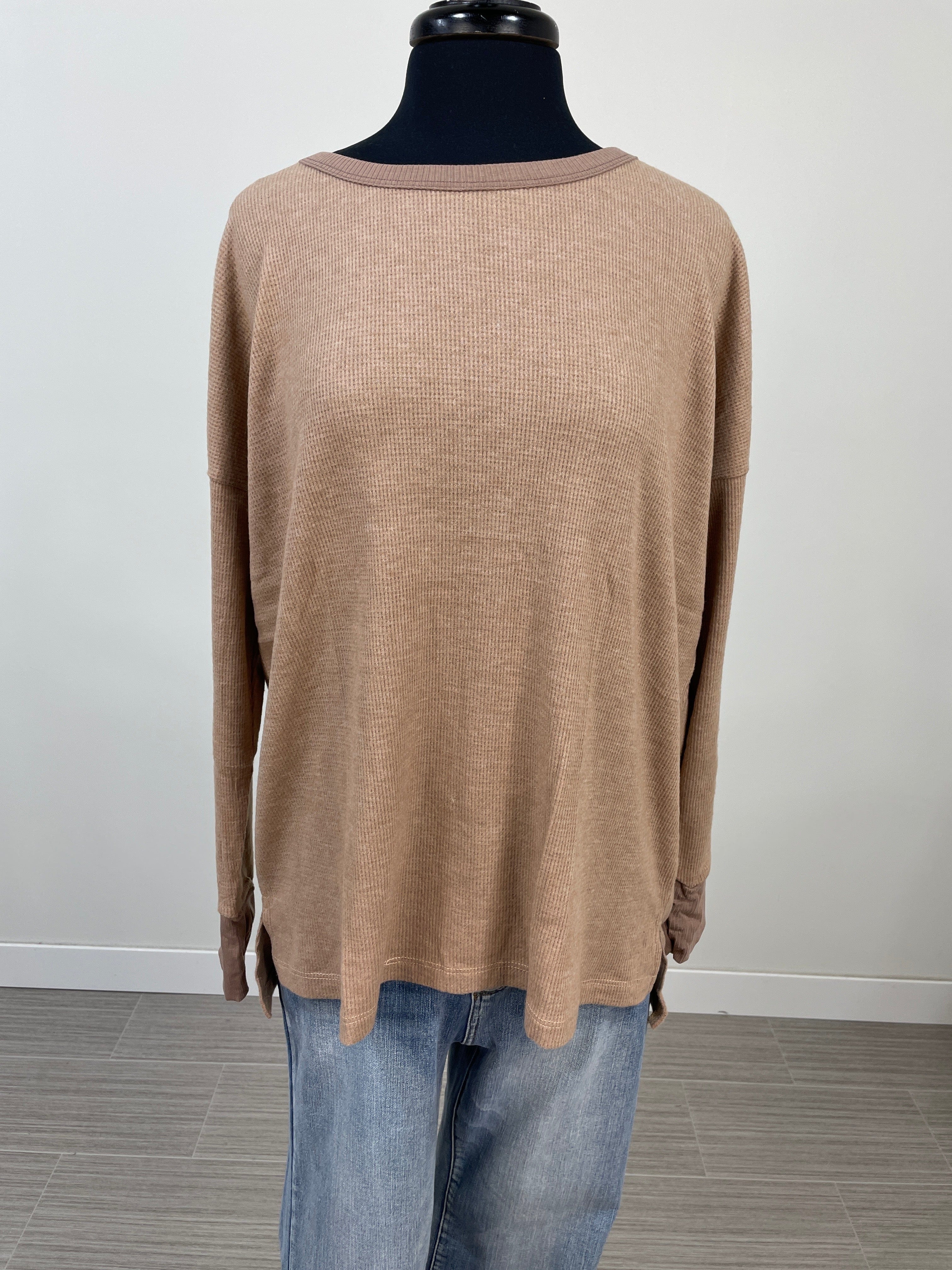 Mocha Bushed Thermal Pullover