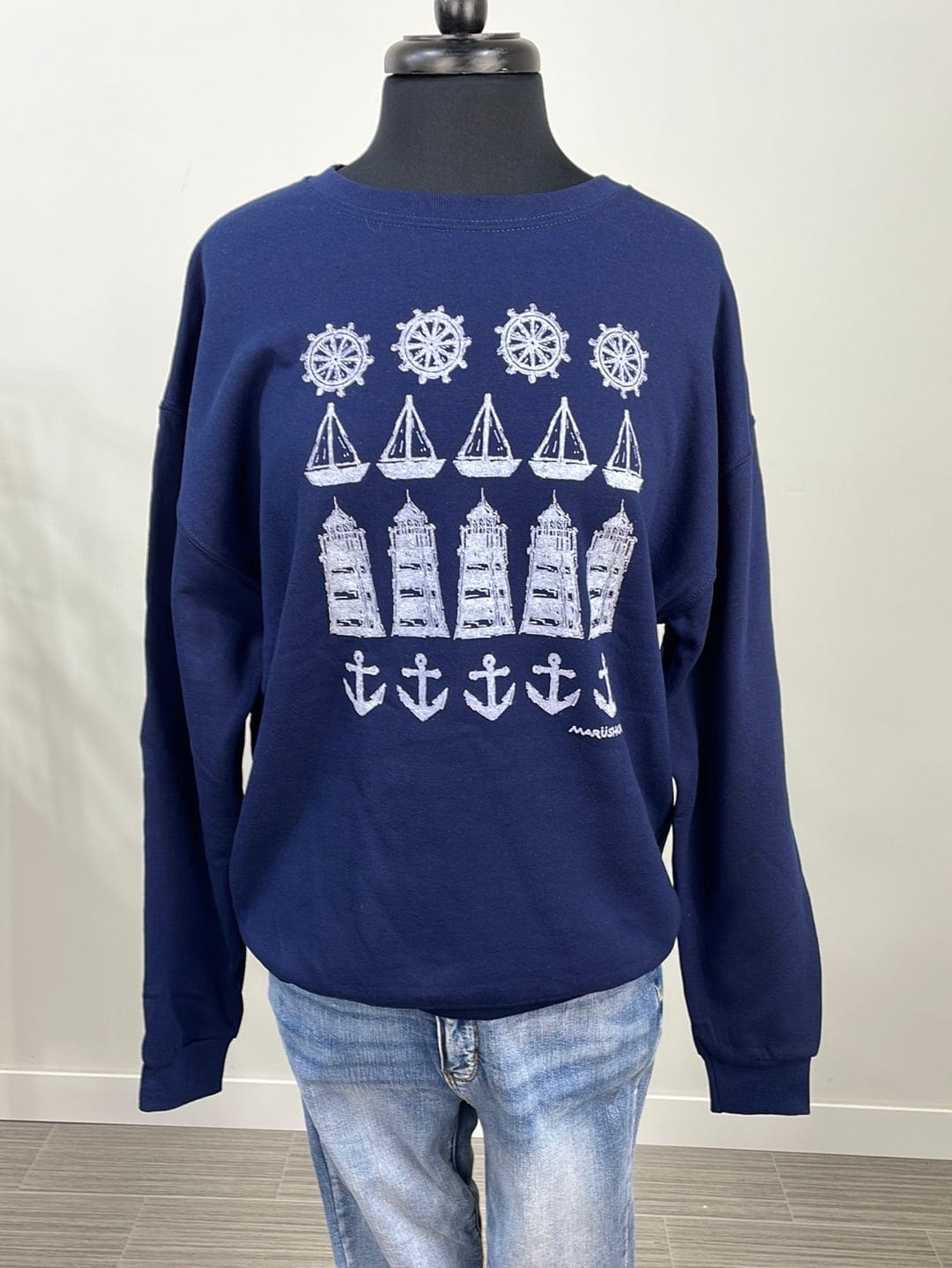 Navy Ships Ahoy Crewneck