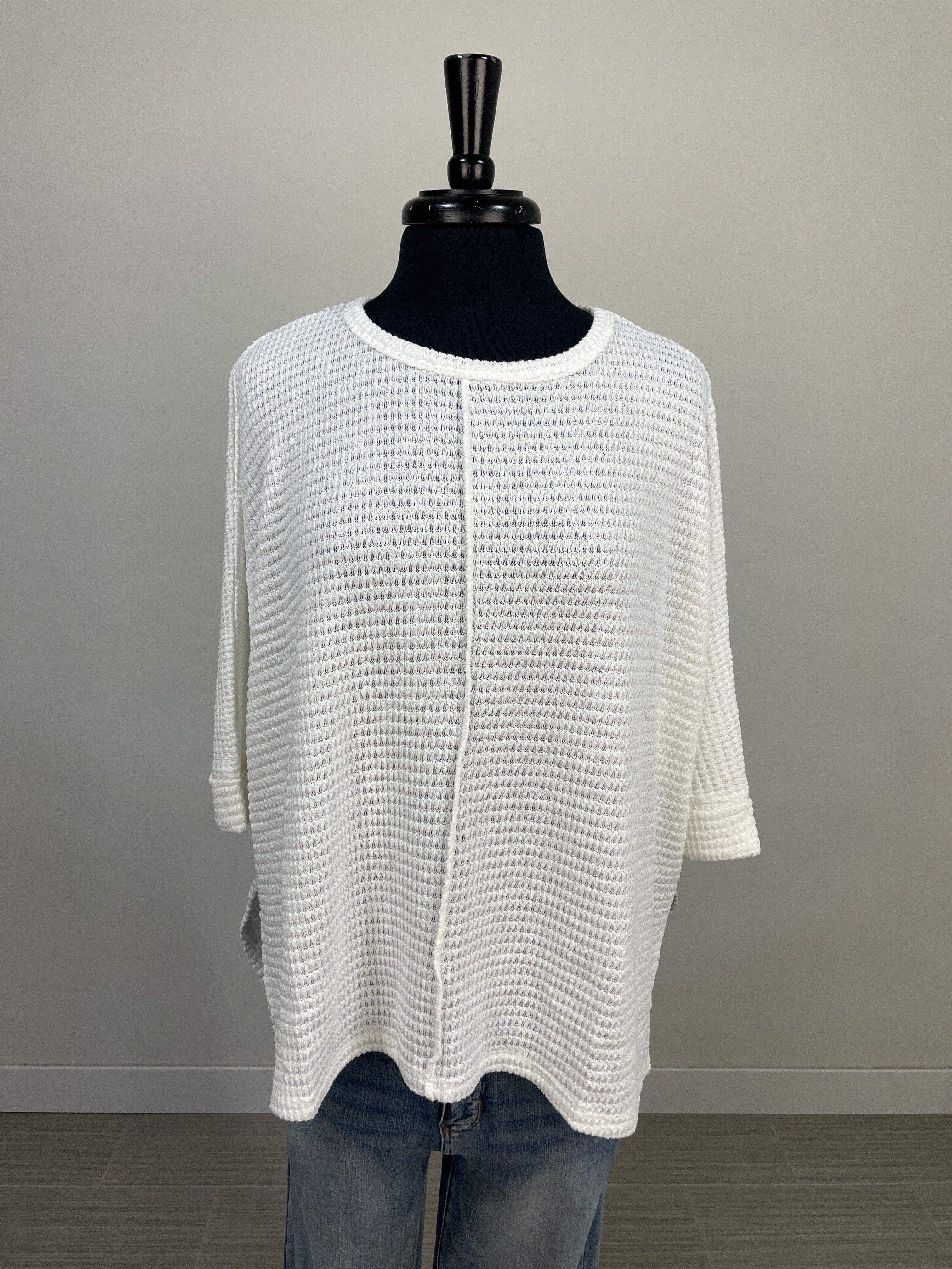 Off White Batwing Sleeve Jacquard Sweater