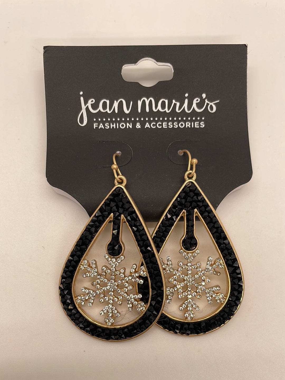 Black Snowflake Drop Earring