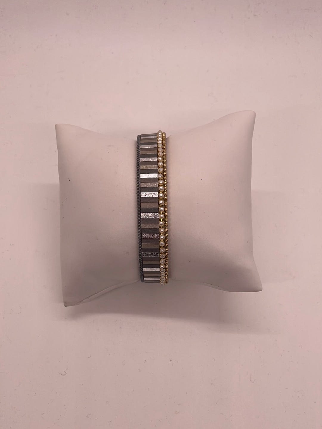 Silver Stripe Magnetic Closure Bracelet