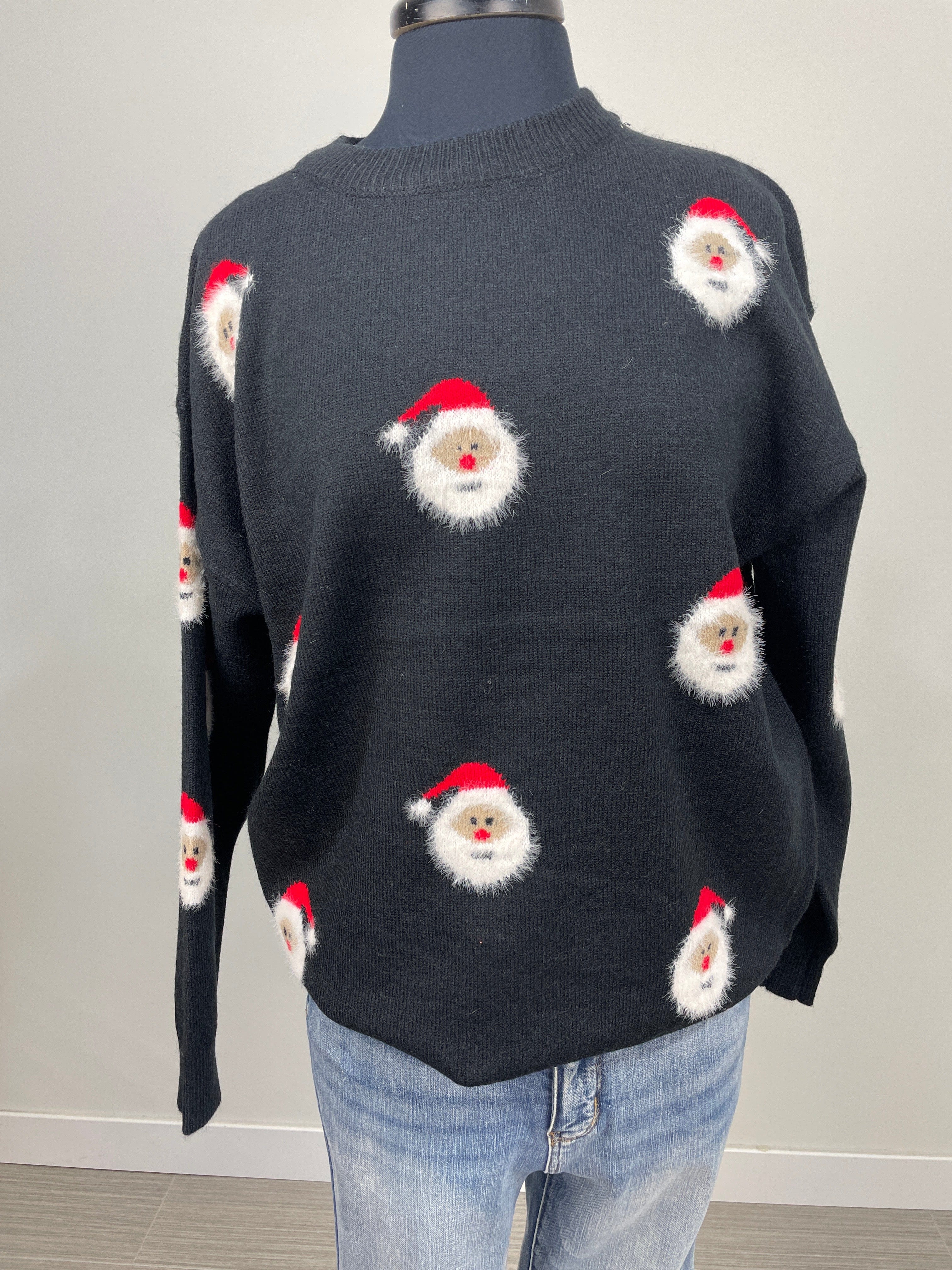 Black Santa Crewneck Sweater