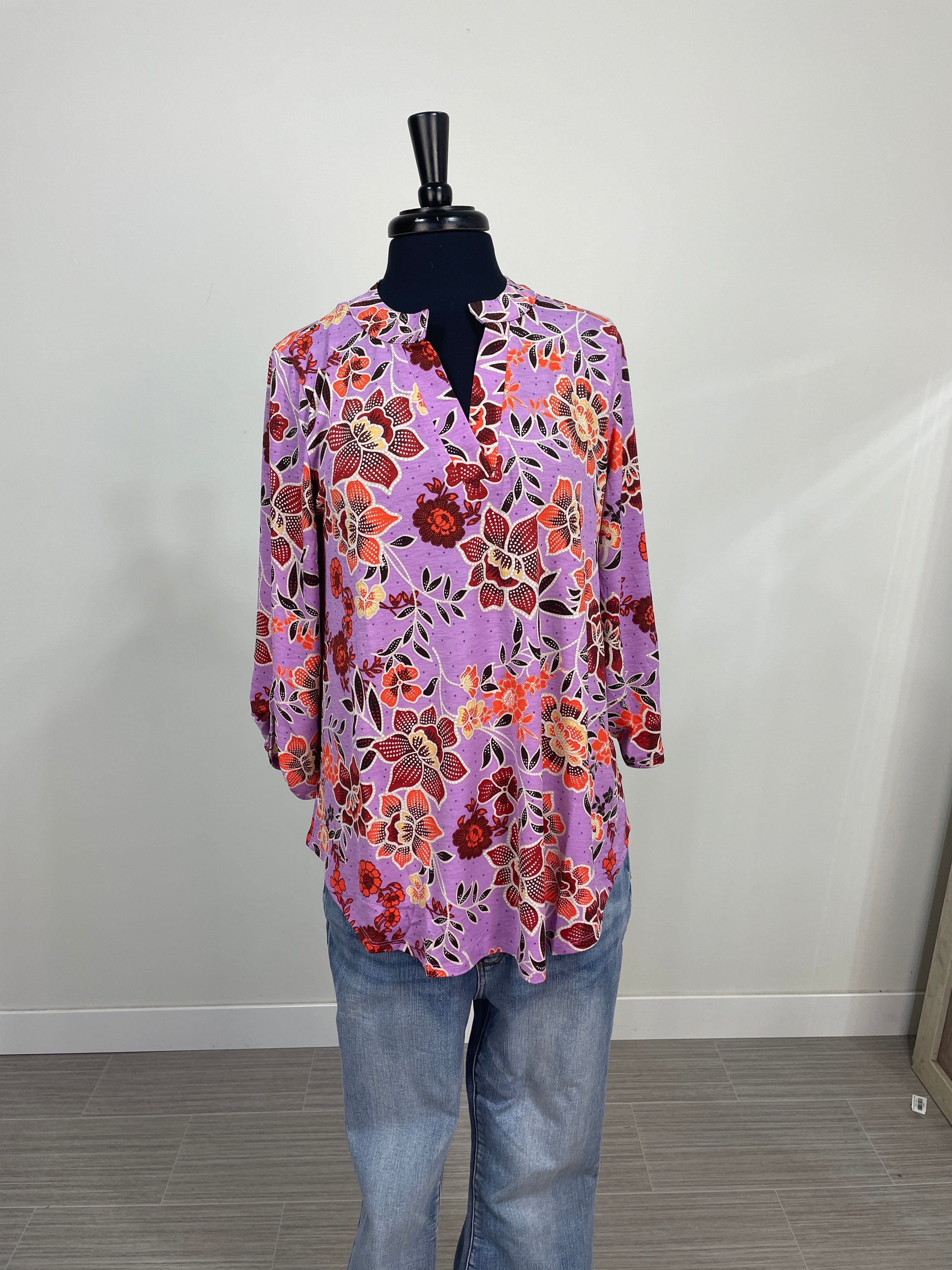 Lavender with Rust Floral Lizzy Top