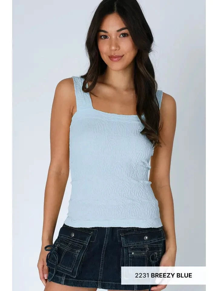 Breezy Blue Lace Textured Square Top