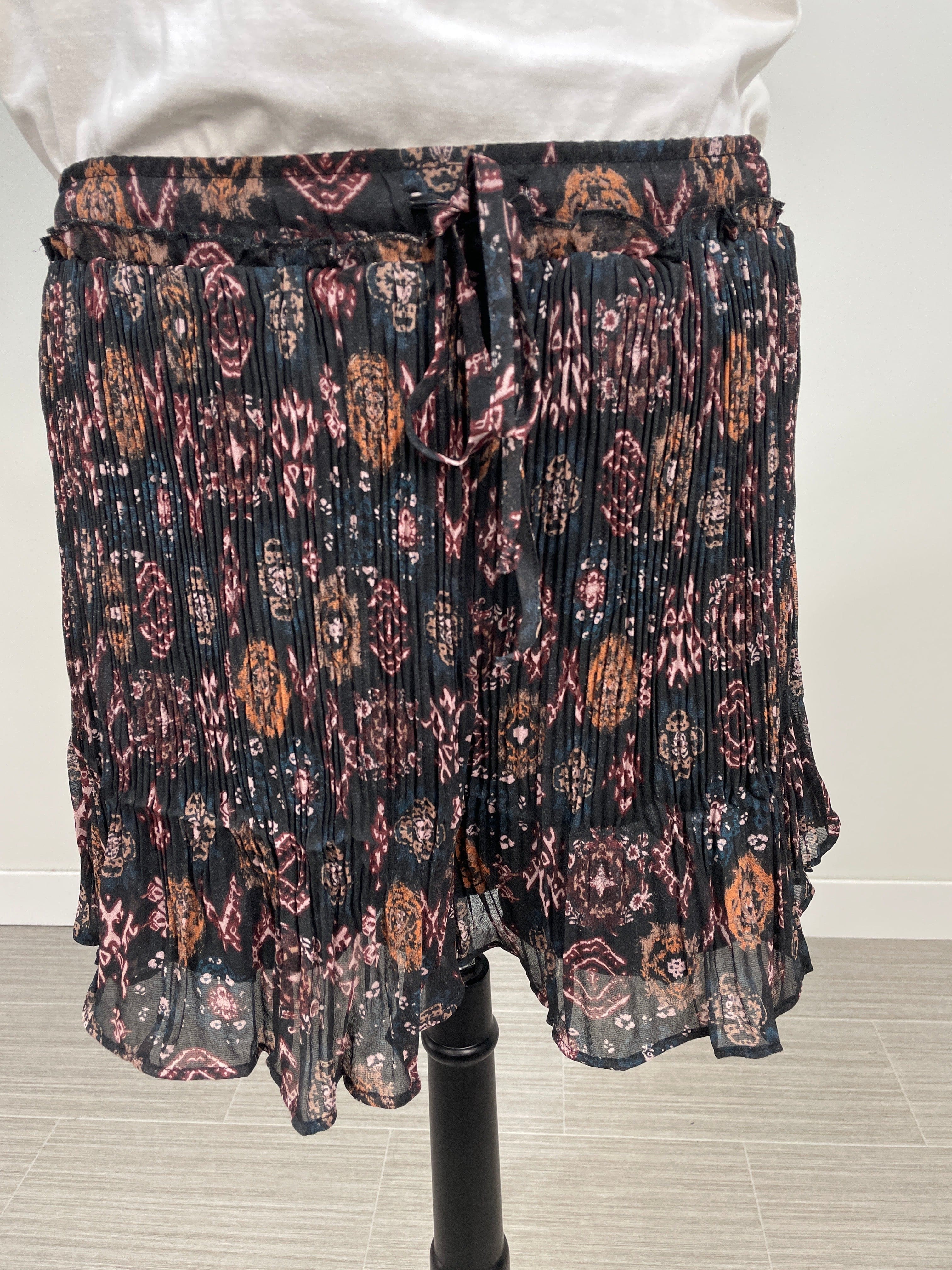 Black Pleated Chiffon Shorts
