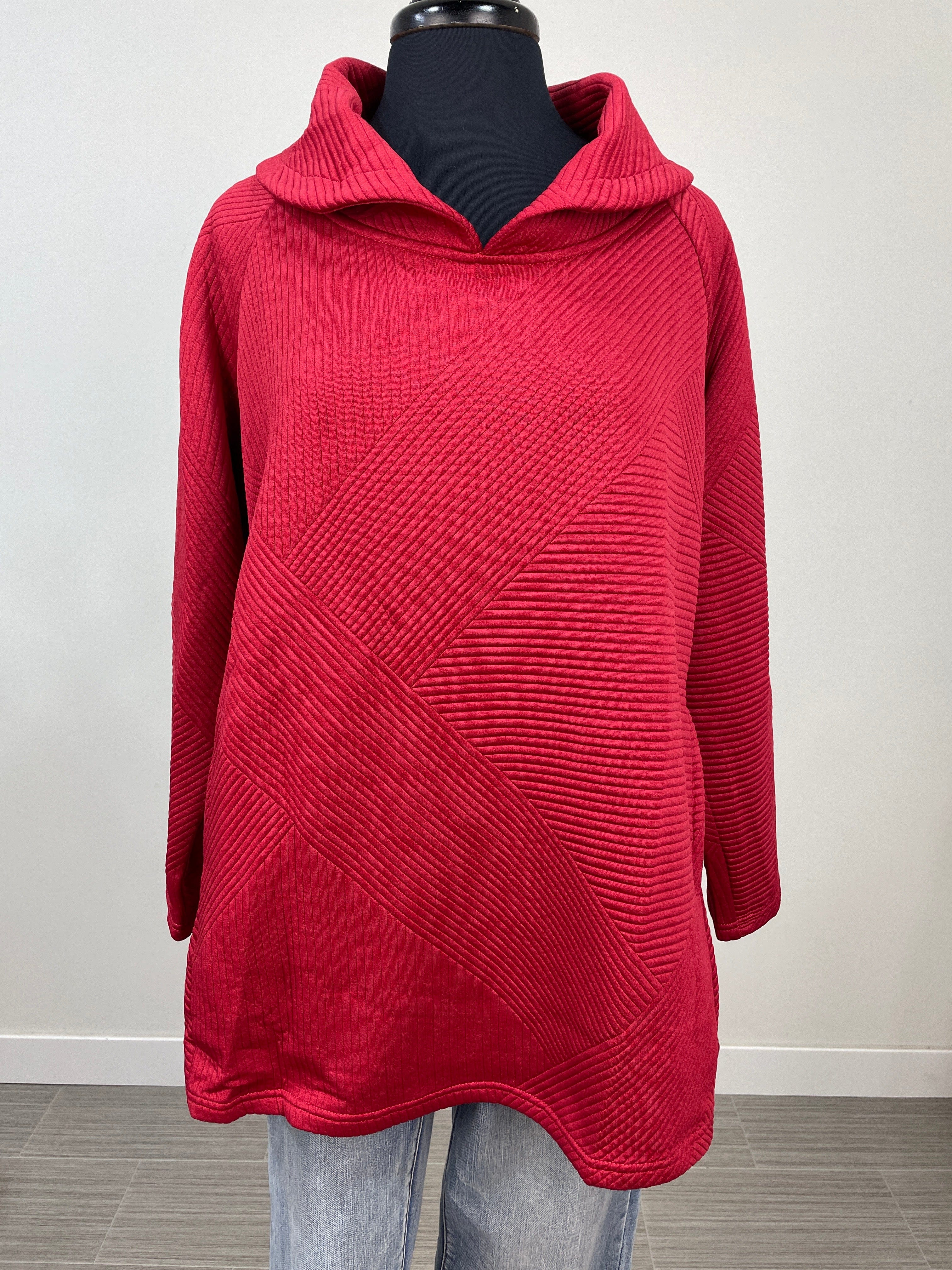 Cherry Red Texture Wide Neck Top