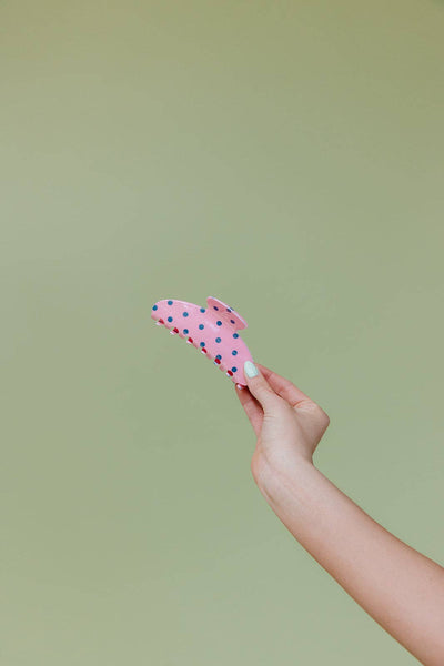 POLKA DOT & STRIPED OVERSIZED CLAWS: BROWN AND BLUE POLKA DOT