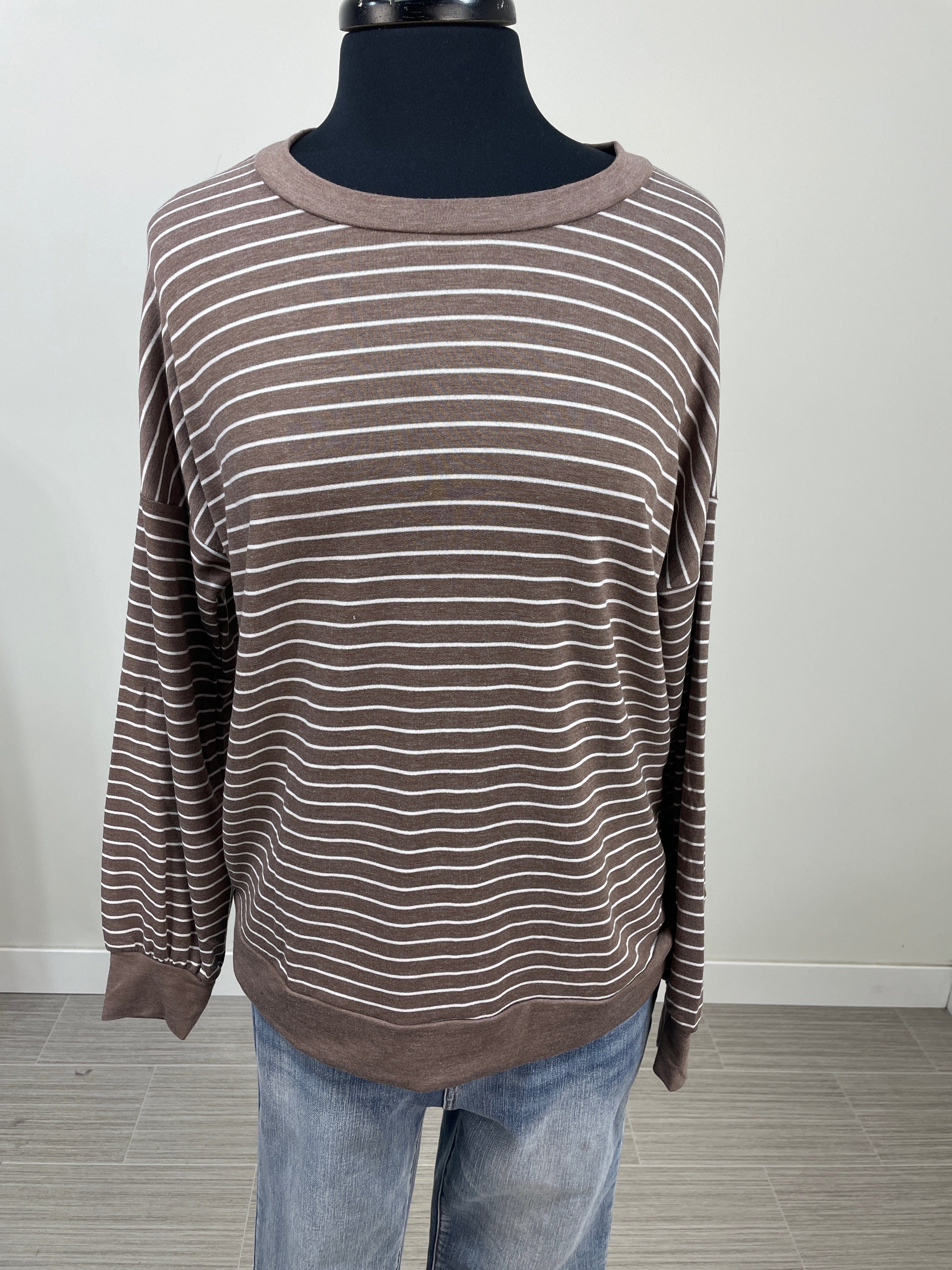 Brown Stripe Raglan Top