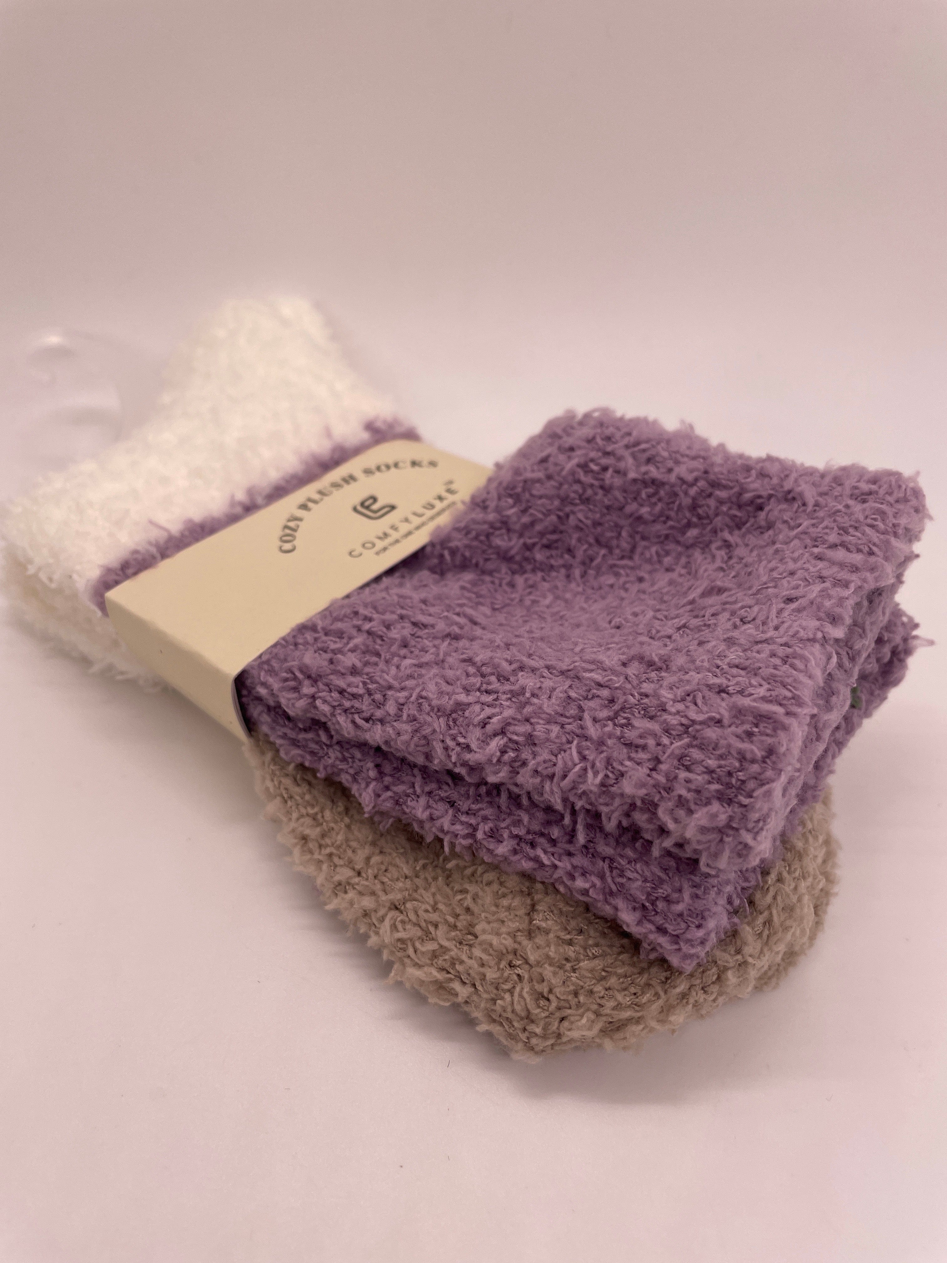 Tan & Purple Mini Crew Socks
