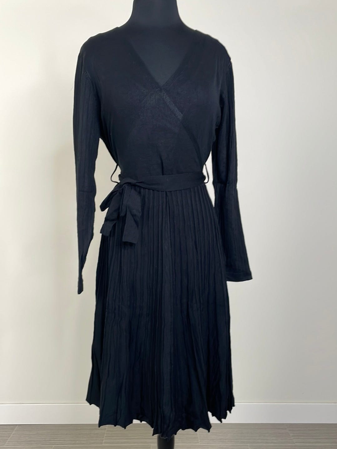 Black Wrap Top Sweater Dress